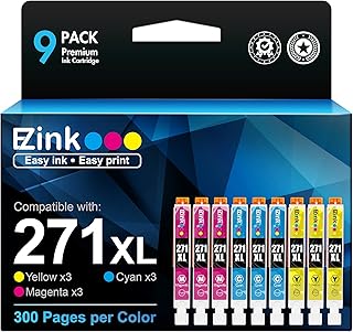 E-Z Ink (TM) Compatible Ink Cartridge Replacement for Canon CLI-271XL CLI 271 XL to use with TS6020 TS9020 TS8020 MG5720 MG5722 MG6820 MG6821 MG6822 MG7720 (3 Cyan,3 Magenta,3 Yellow) 9 Pack