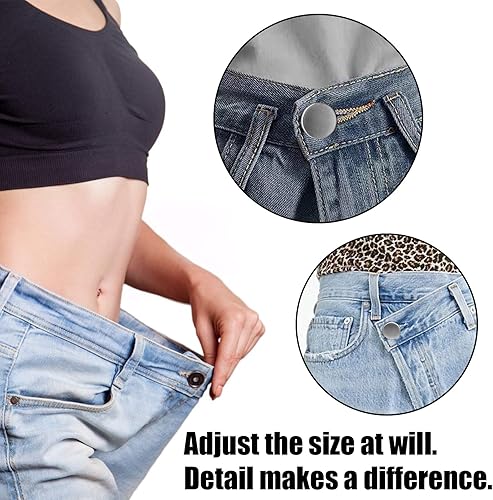 Miniatura 2 de TOOVREN 8 juegos de botones de mezclilla para jeans sueltos, sin coser sin herramientas, reemplazo instantáneo, pasadores de botón ajustables para