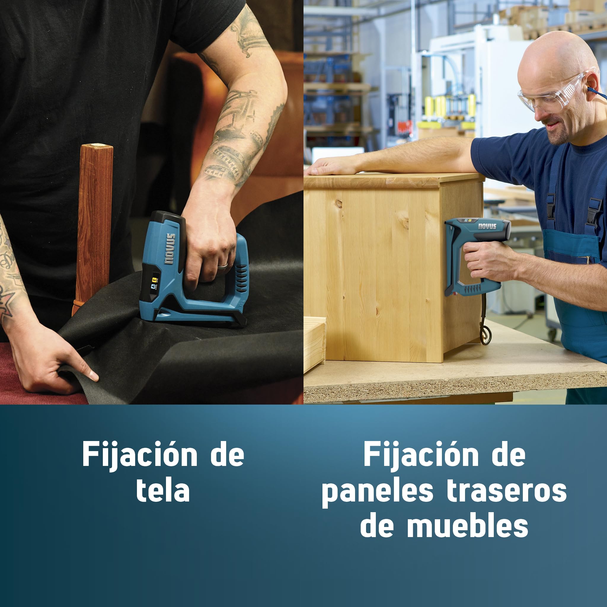 NOVUS TOOLS Juego de grapadora eléctrica J-120 con 1800 grapas, pistola de grapadora eléctrica para madera para fijación de telas y molduras | Para grapas de alambre fino de 6-14 mm y clavos de 16 mm