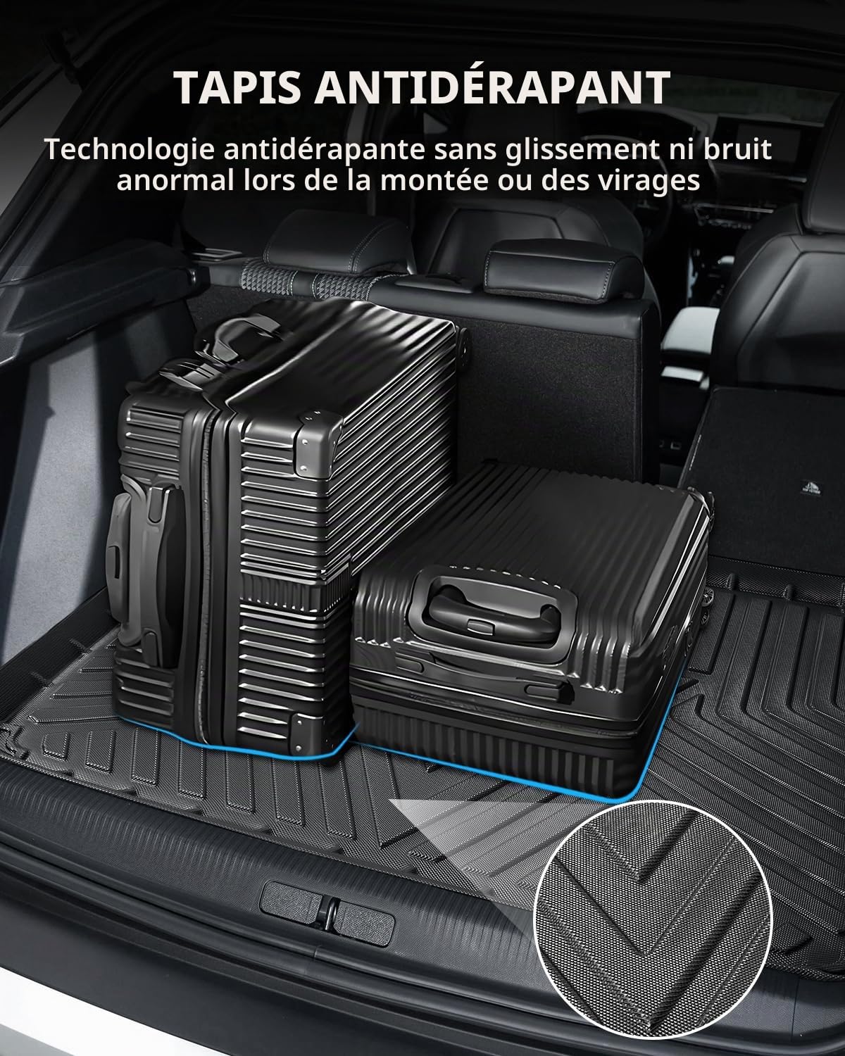 TPE Tapis de Coffre Origine pour Peugeot 2008 II 2020-2026 | Protection de Coffre Arrière, Rebord Élevé, Accessoires Antidérapant et Étanche, Convient pour l'étage Supérieur du Coffre