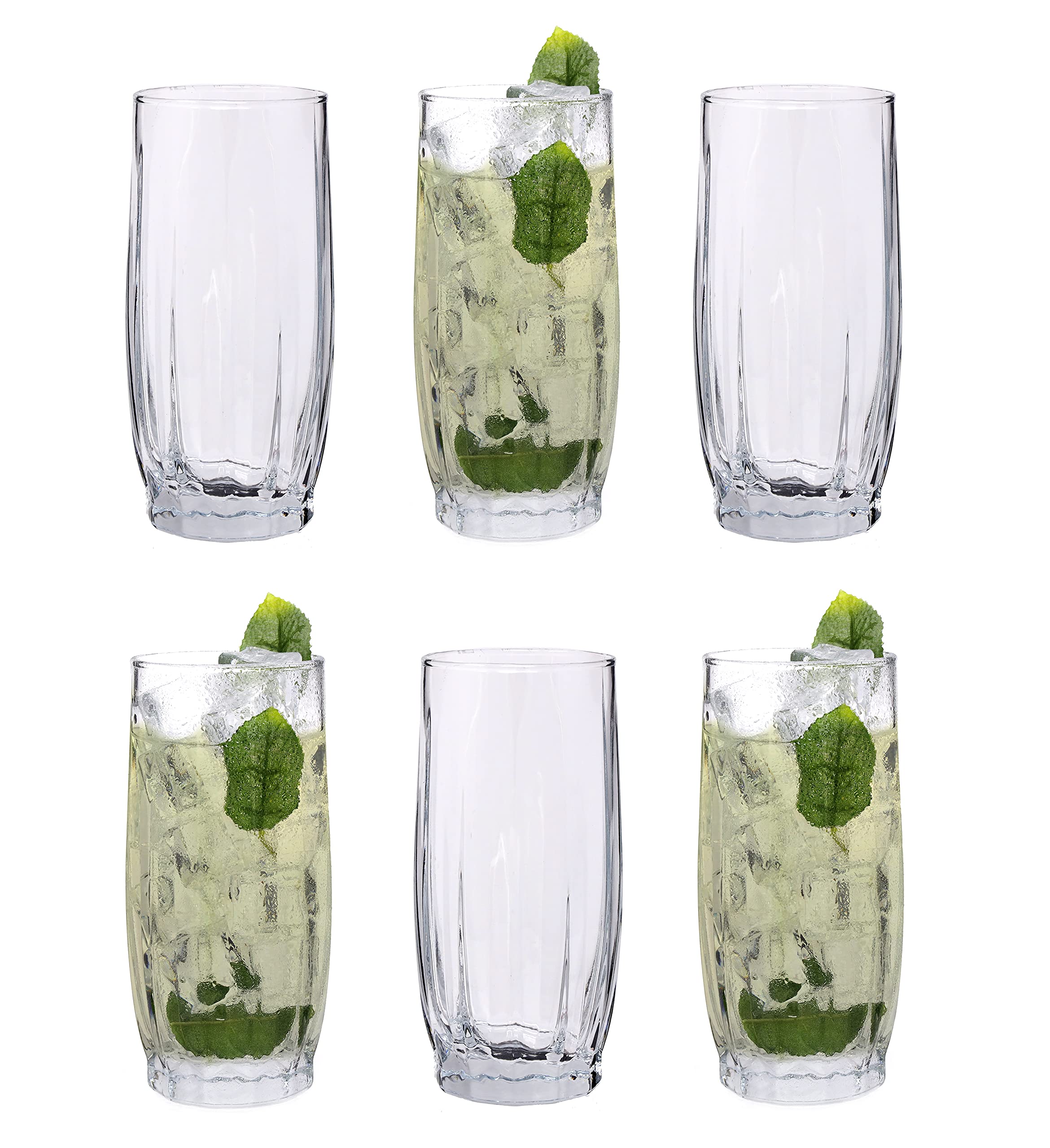 Toyo NasicHighball Water Juice Tumbler Drinking Glasses Set of 6 280ml Hiball Glass Fruit Juice Cocktail Soda Shake Tumblers Long Beverage Soft Drink Glasses, Transparent, Home, Restaurant & Parties
