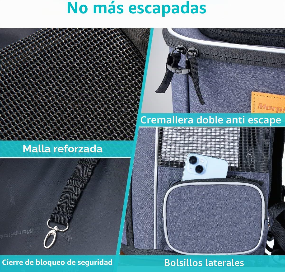Morpilot Mochila para Gatos y Perros pequeños, 7 kg, Plegable con Correa de Seguridad Interior y Carcasa