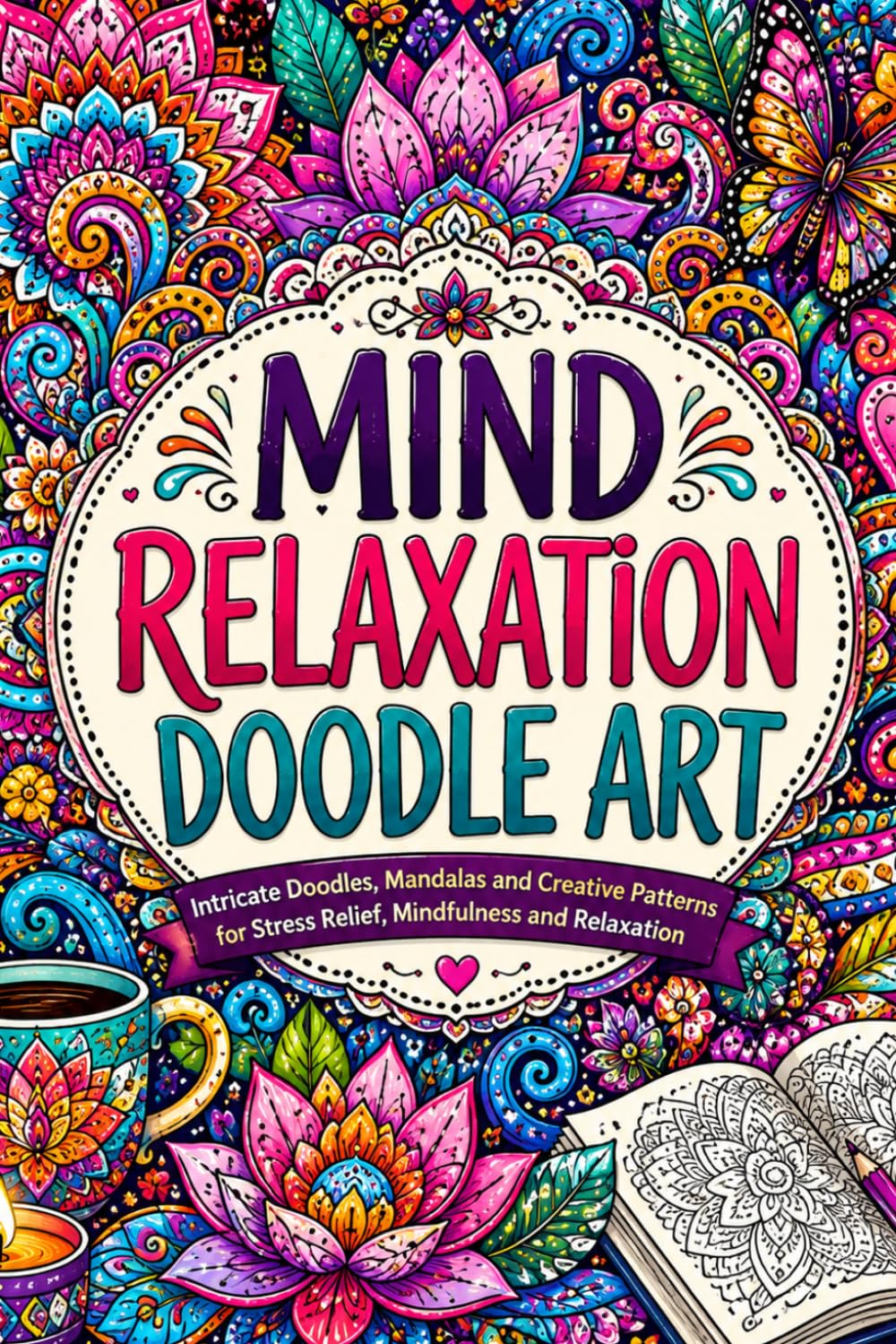 MIND RELAXATION DOODLE ART: STRESS RELIEVING MANDALA DESIGNS