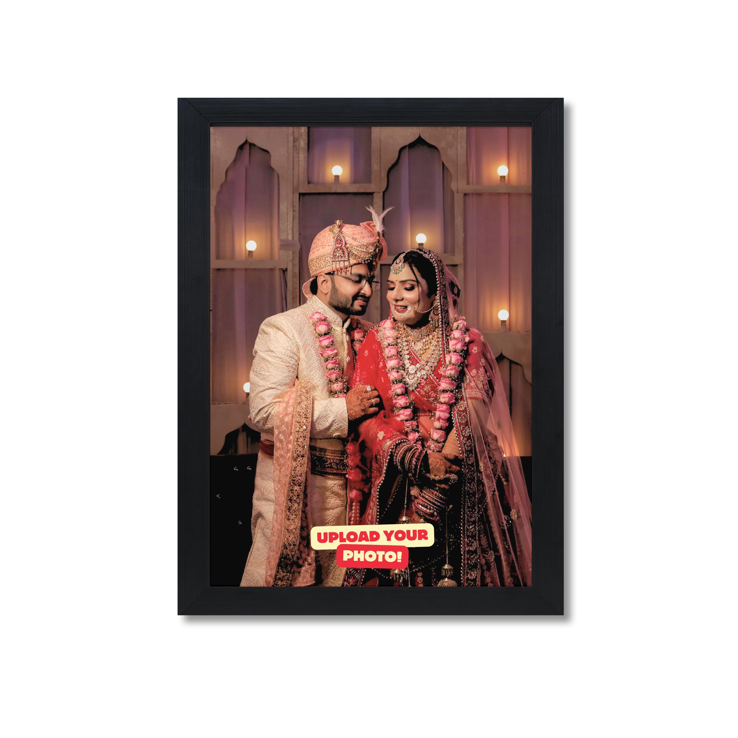 THE FINE FRAMER Customized Photo Frame with Single Photo Upload – Multiple Size Options for customised Gift & Home Décor, 1 Inch Black Frame (6x8, 10x8, 12x8 - A4 Size Photo frame)