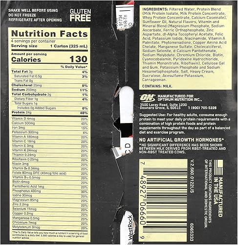 Vista 50 de Optimum Nutrition Gold Standard - Batido de proteínas de 0.99 onzas de proteína, listo para beber, sin gluten, vitamina C para apoyo inmunológico