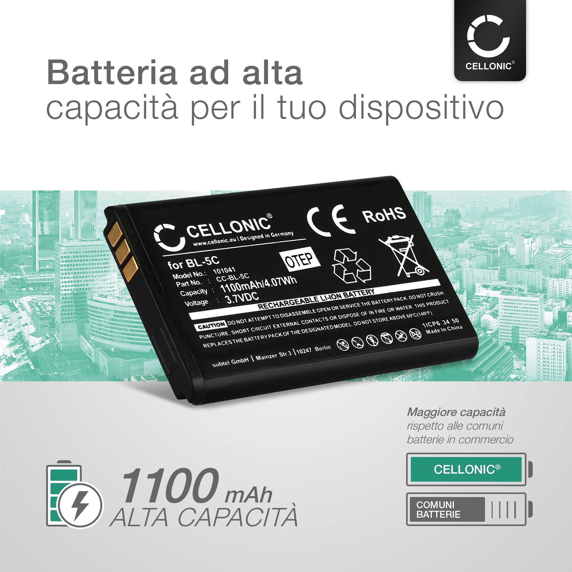 CELLONIC Batteria Compatibile Nokia 2600 1110 1110i 1100 1020mAh 3.7V