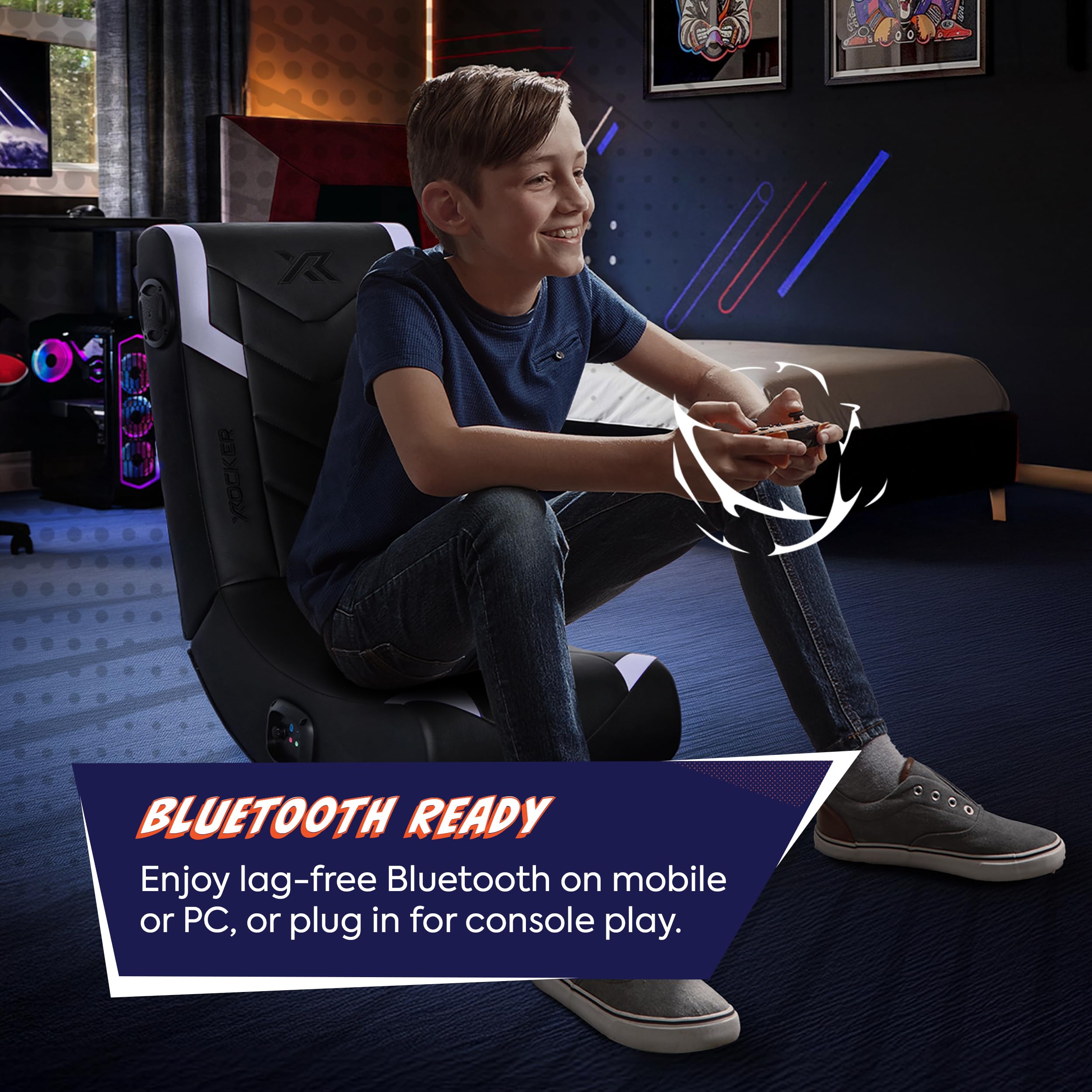 x rocker wireless pro series video rocker with vibration X Rocker Video Gaming Chair for Adults, XL Floor Rocker Chair with Built-in  A... 94338512595| eBay main image 0