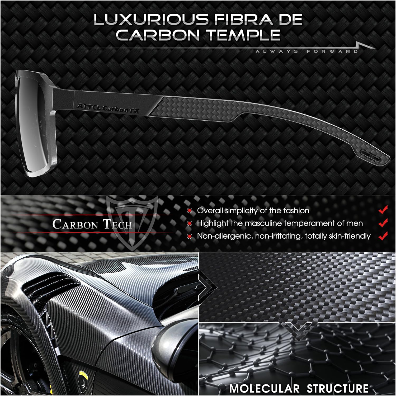 ATTCL Polarized Sunglasses Men Driving: Lightweight Metal Frame Fiber Temples UV400 Protection Stylish Hexagonal Sun glasses - Image 5