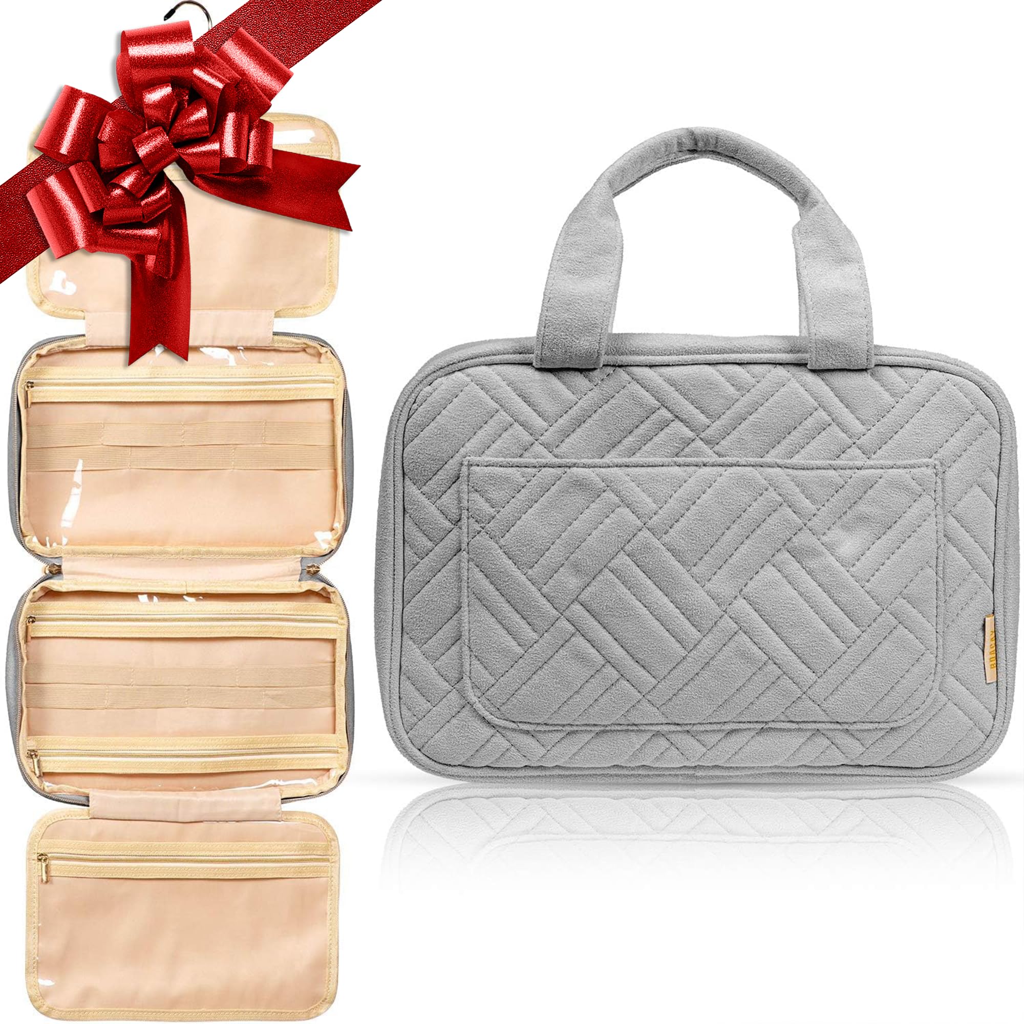 BOACAY Hanging Travel Toiletry Bag for Women, Makeup Bag, Bathroom & Shower Organizer Kit for Accessories, Cosmetics, Travel Essentials