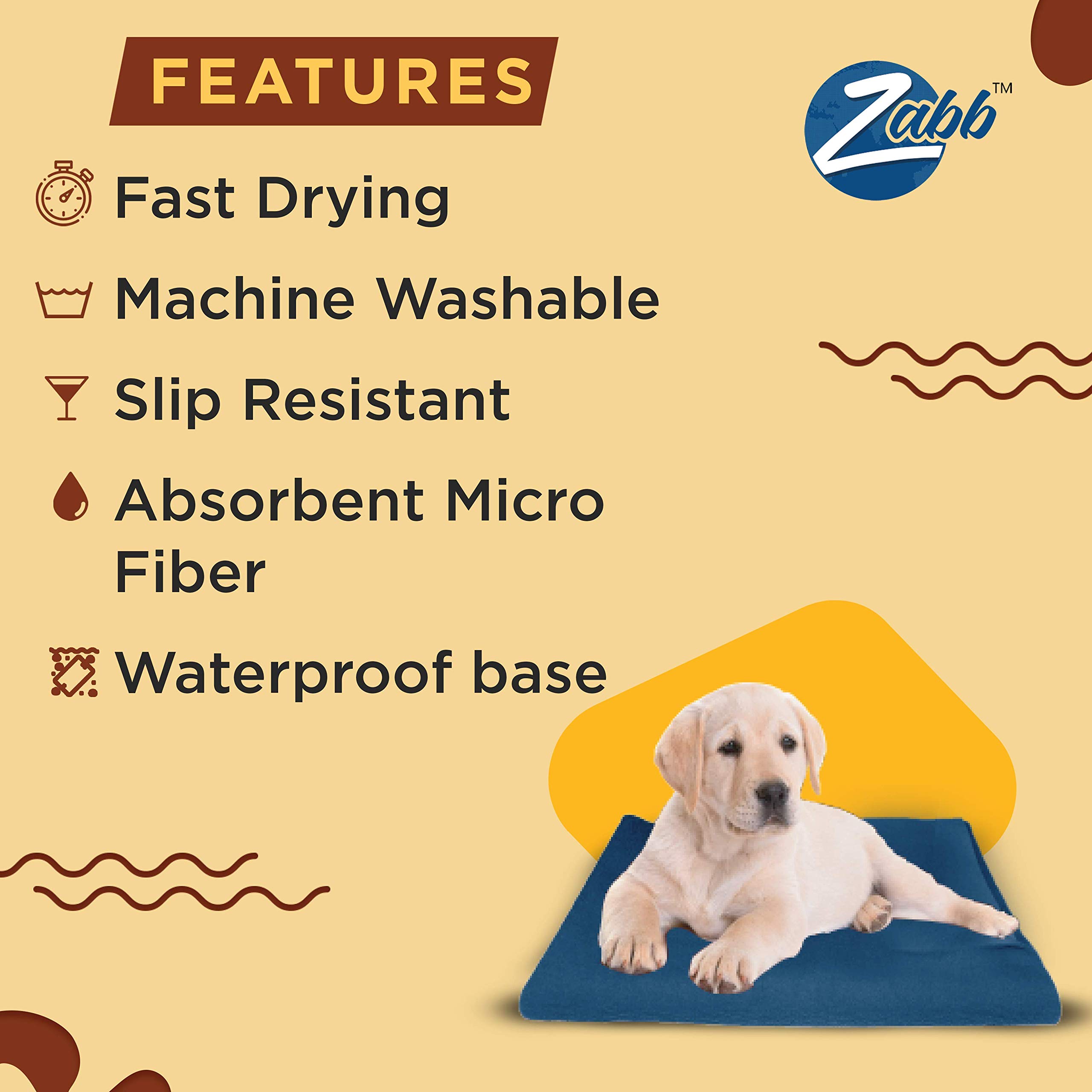 Zabb Washable & Reusable Pet Training Mat 50 X 70 cm (Small, Blue) 4