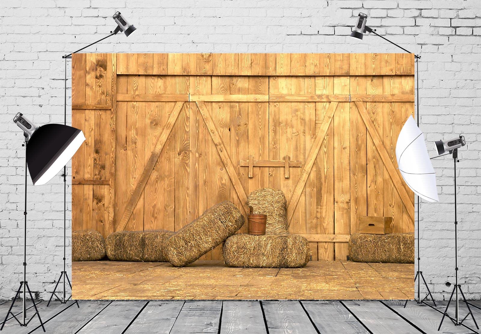 Rieetmk 8x6FT Western Cowboy Backdrop Banner Rustic Polyester West Barnyard Farm Barn Warehouse Photo Decorations Background For Kids Supplies Birthday Party Rodeo Prop Booth Decor