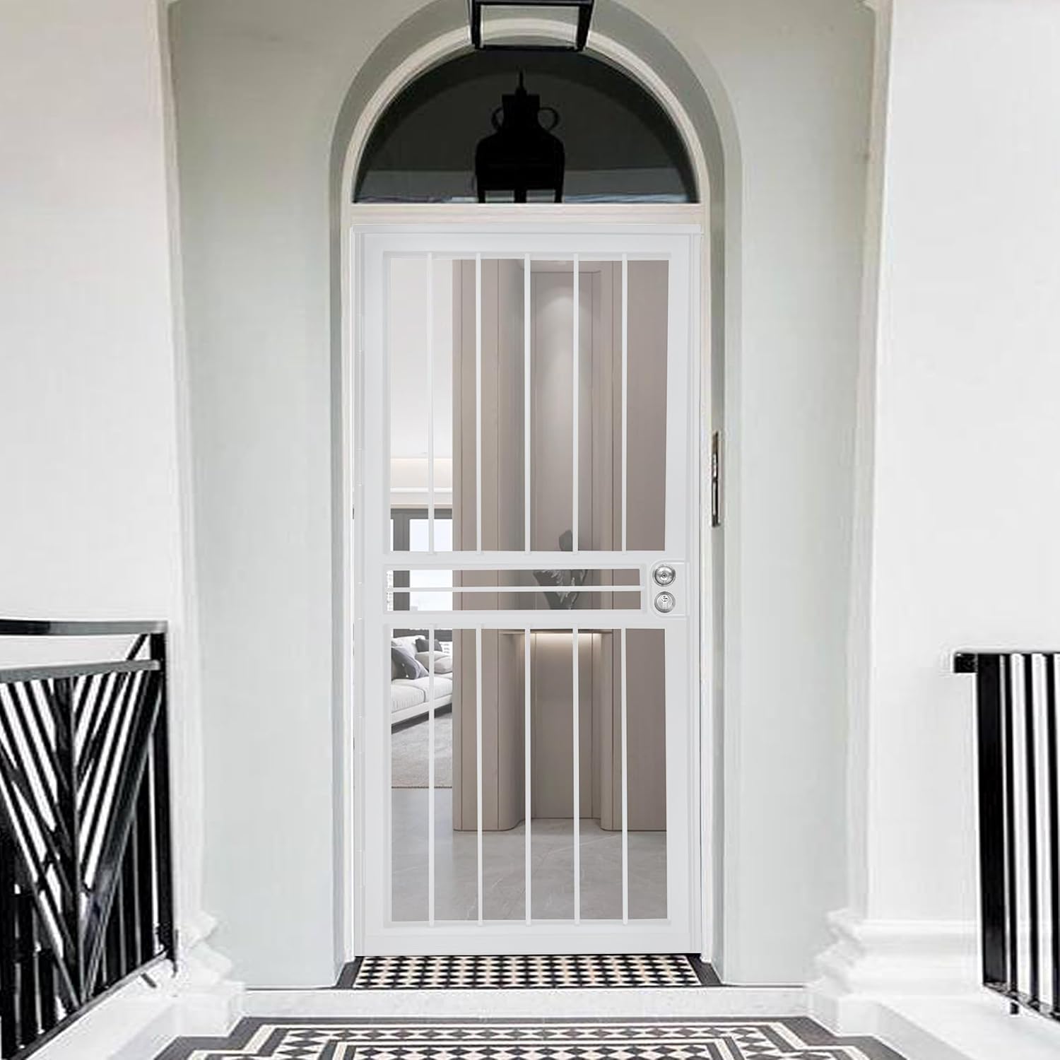 Grisham 36'' x 80'' Metal Tempered Glass Door Screen Replacement Enter