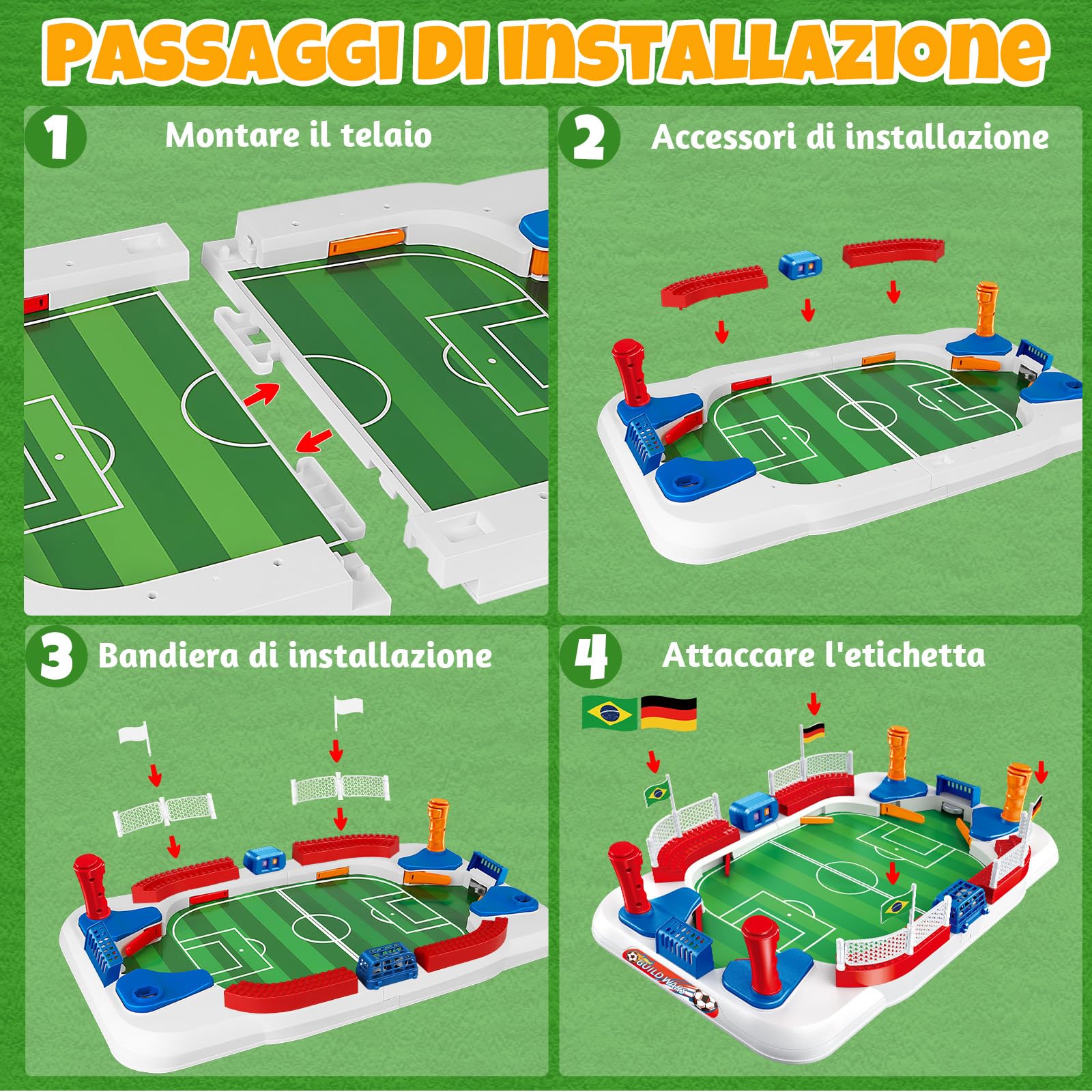 Biliardino per Bambini, 55 × 31 Calcio Balilla Bambini, Mini Calcetto Balilla con 8 Calcio, Segnapunti Tascabile, Adesivo, Giochi Calcio Regalo Bambino 4 5 6 7 8 9 10 Anni Maschio
