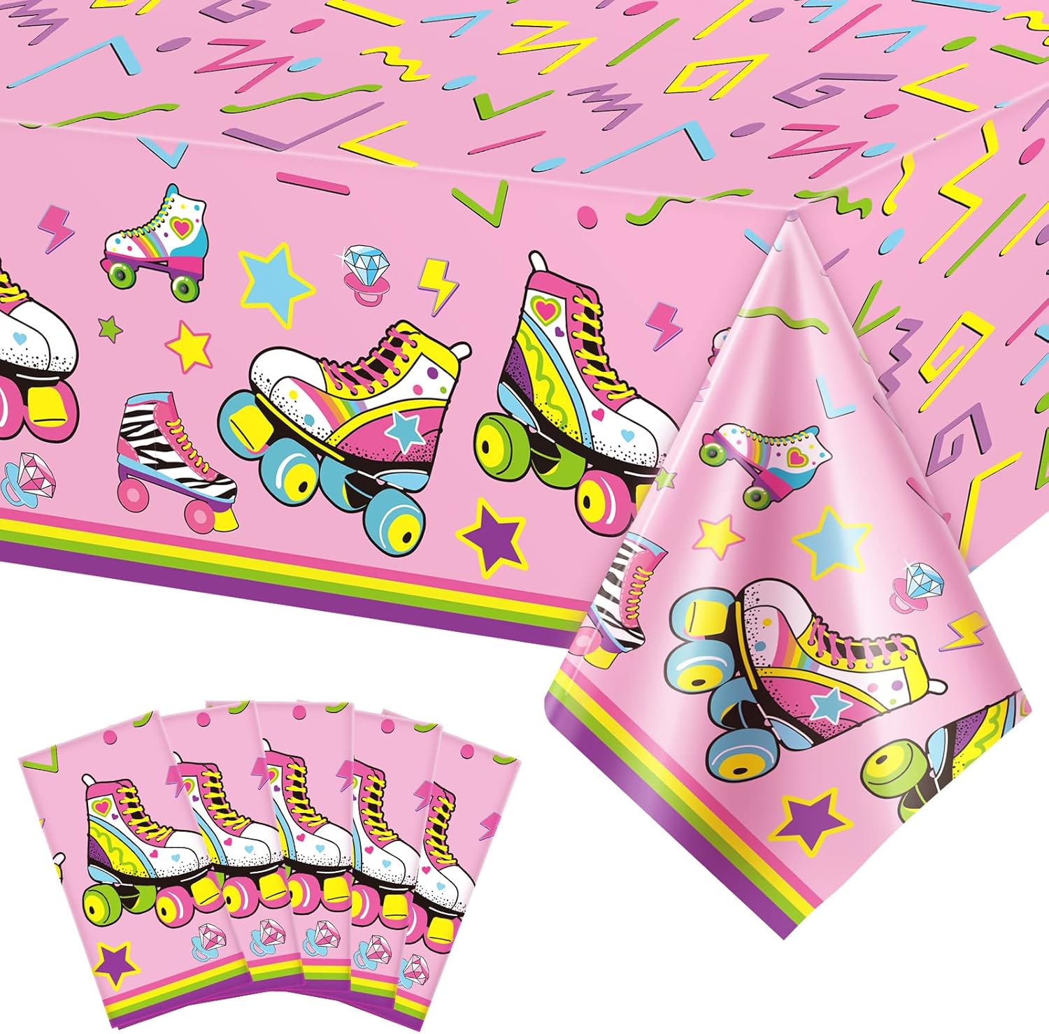 Mixweer 3 Pcs Roller Skating Tablecloth Skate Themed Party
