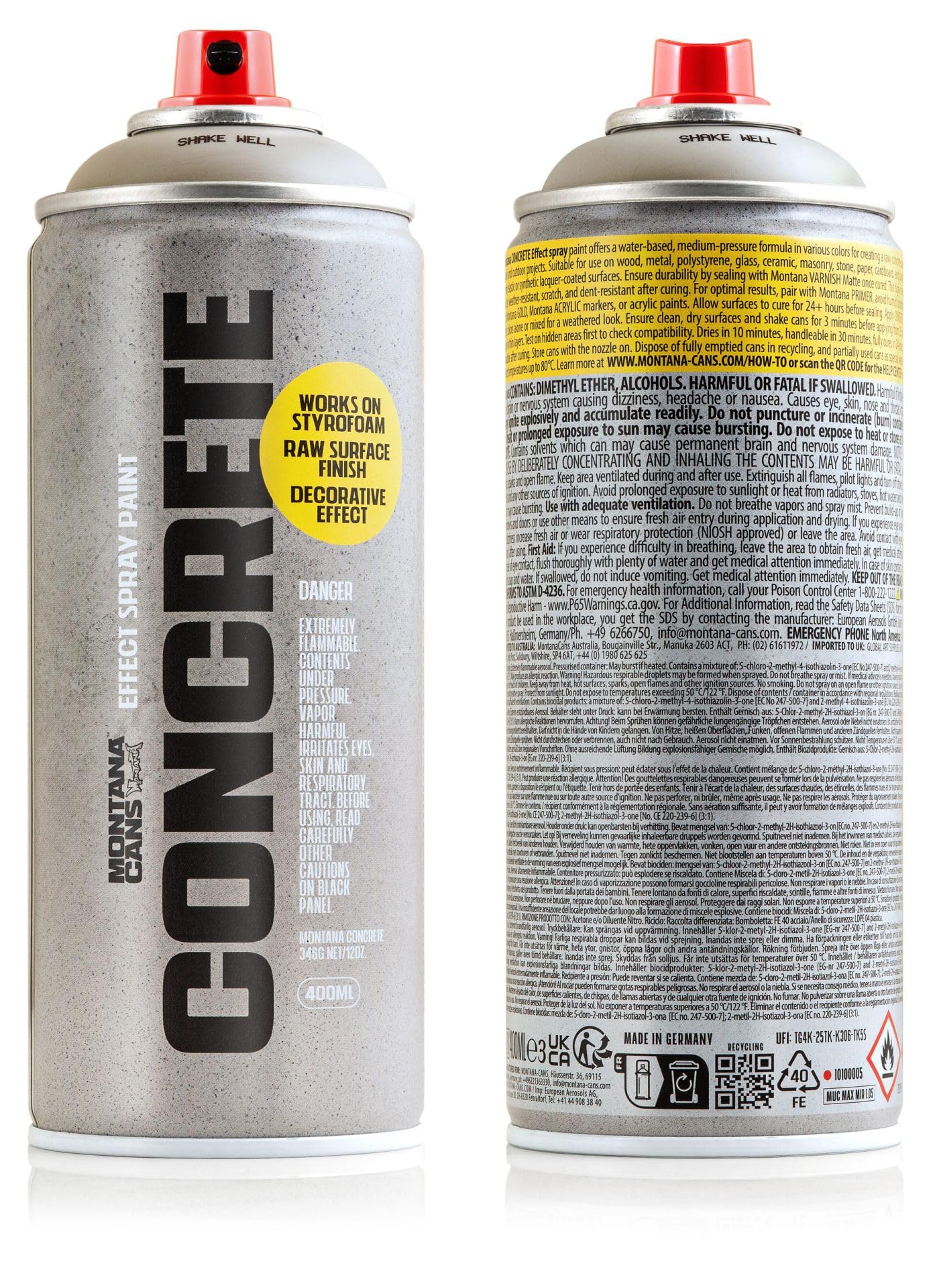 Montana Cans – Spray efecto hormigón 3 x 400 ml Concrete Effect Spray – escala de grises