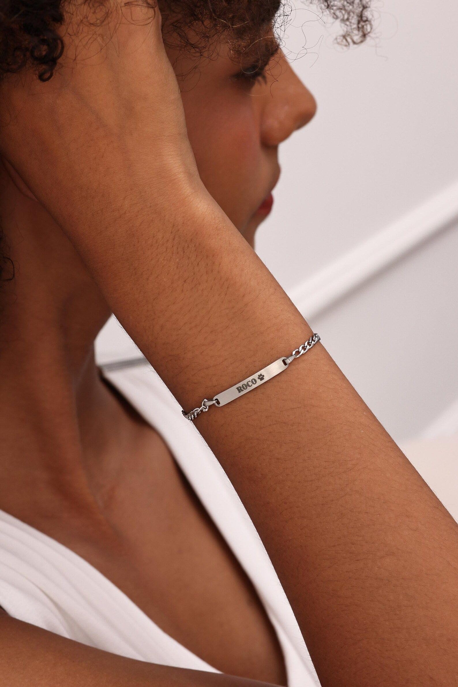 Pulsera plata de ley 925 Mini barra Pulsera con el símbolo de la pata Joyería fija personalizada mejores amigas Aniversario personalizado hecho a mano
