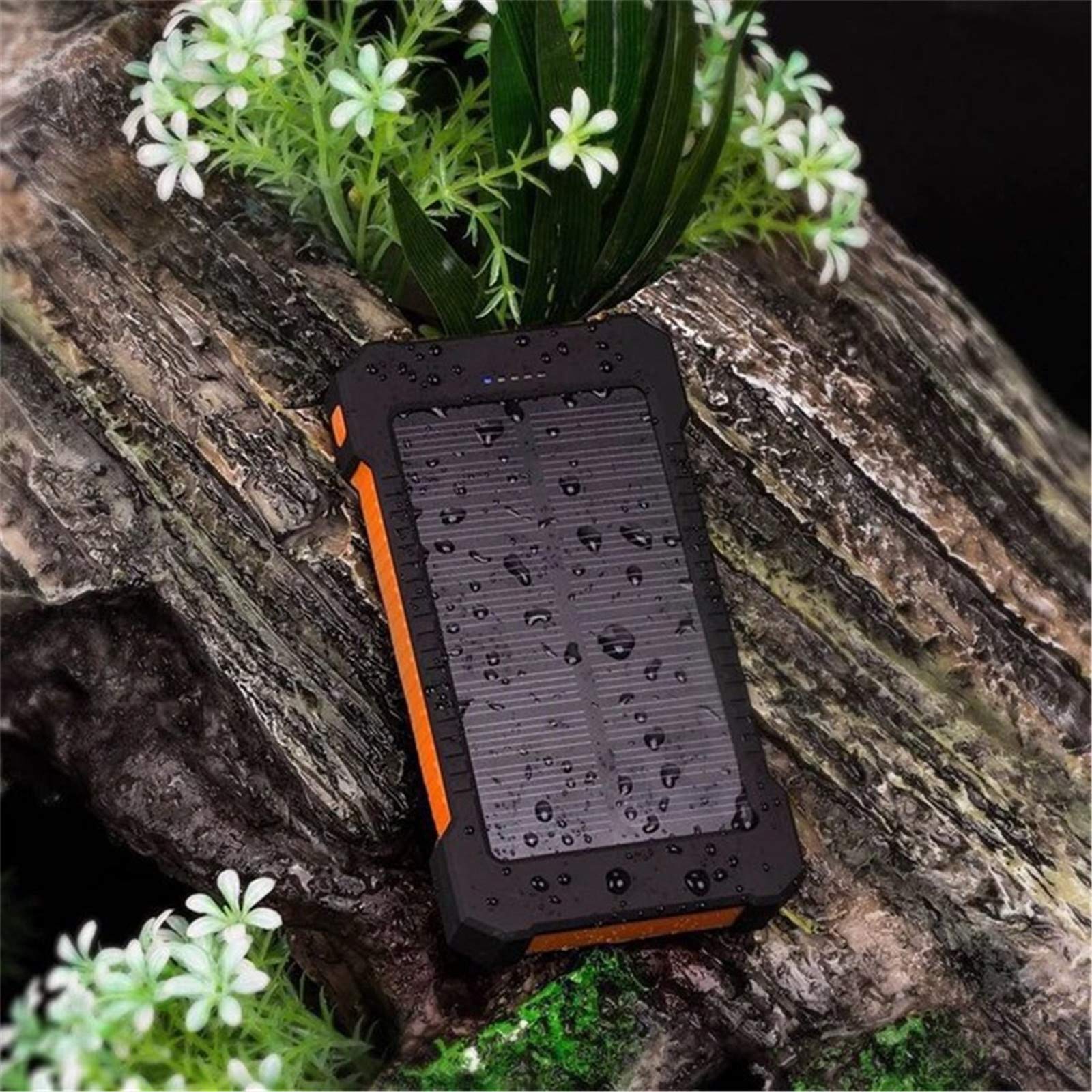 WFEI Banco de energía Solar Impermeable 50000mAh Cargador Solar Puertos USB Cargador Externo PowerBank con luz LED,Naranja