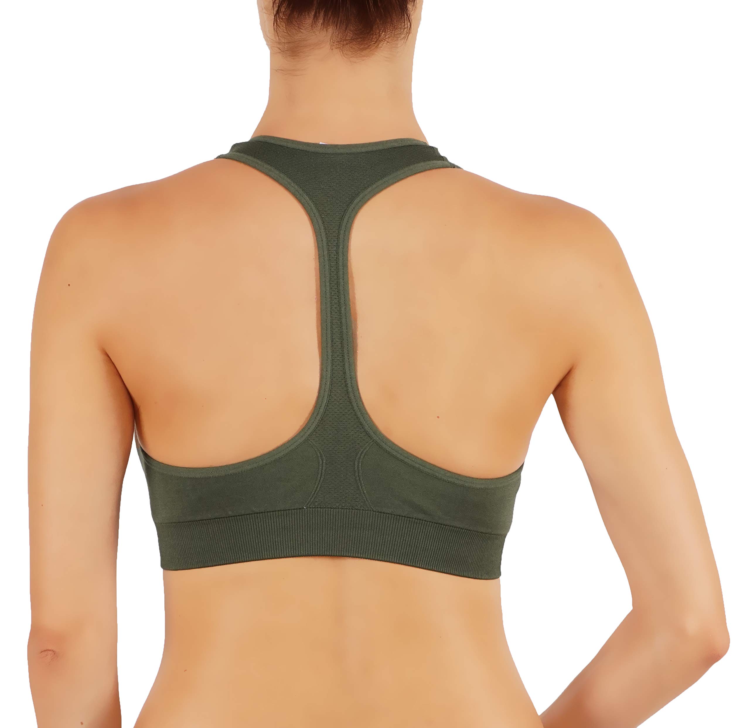 Bise Women's Yoga Top Sports Bra Removable Padding Race T-Back