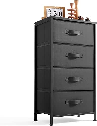 LINSY HOME Dresser for Bedroom, Black Dresser with 4 Drawers,
