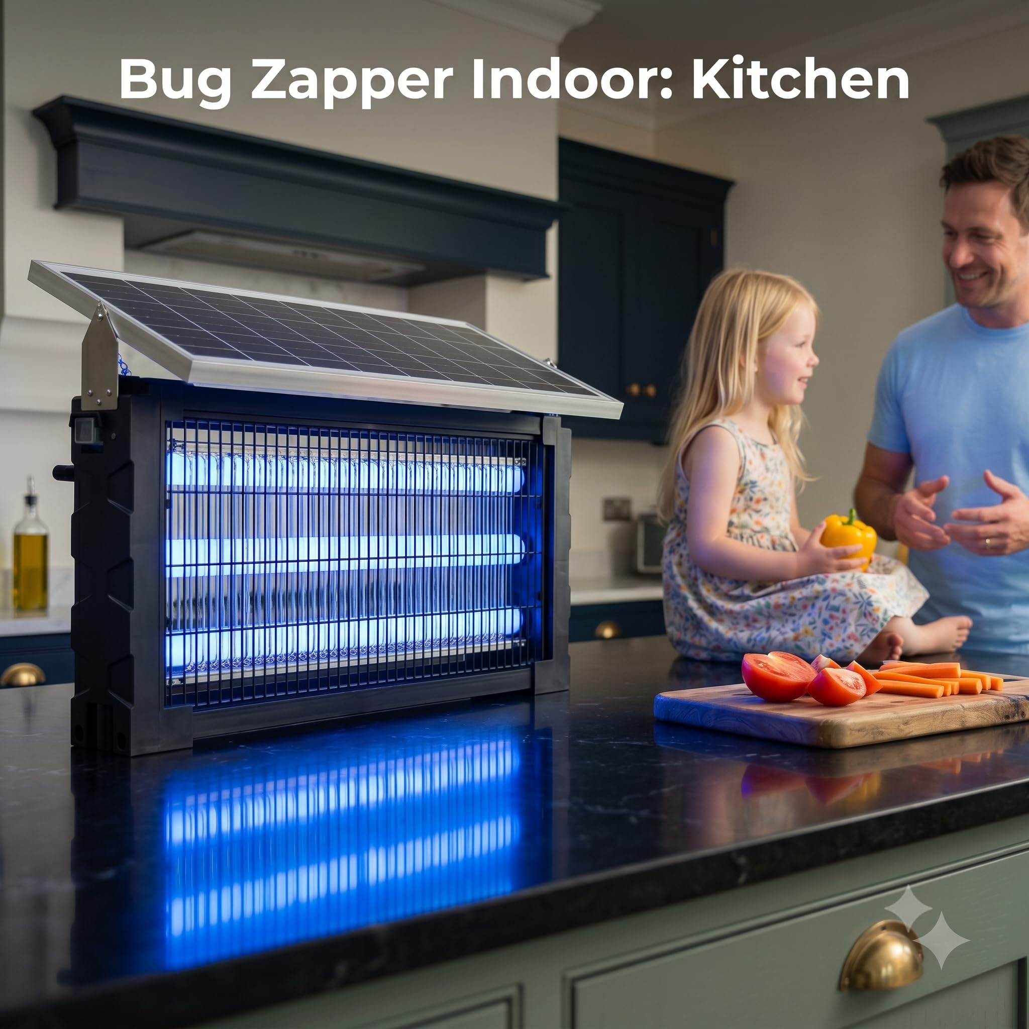 Solar Bug Zapper Outdoor, Moskito Zapper 3000V Kabellos Wasserdicht, Elektrische Mückenfalle Fliegenvernichter Killer für Terrasse Garage Hof Camping