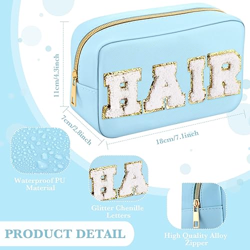 Miniatura 3 de Sanwuta Juego de 4 bolsas de viaje para el cabello, cara y piel, bolsa de maquillaje, bolsa de piel sintética, impermeable, organizador de