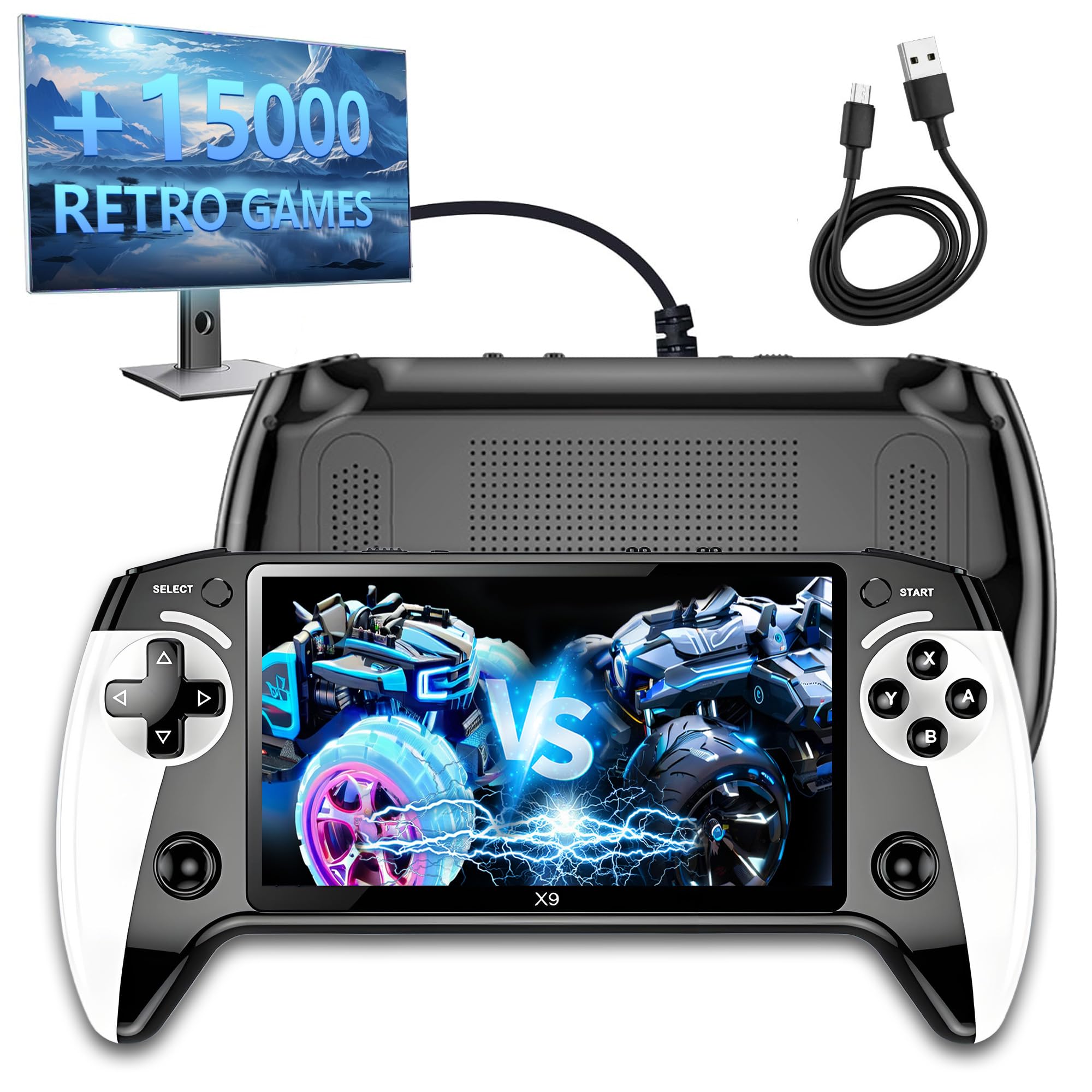 Amazon | X9 レトロハンドヘルドゲームコンソール 5.5インチHD IPSアイ