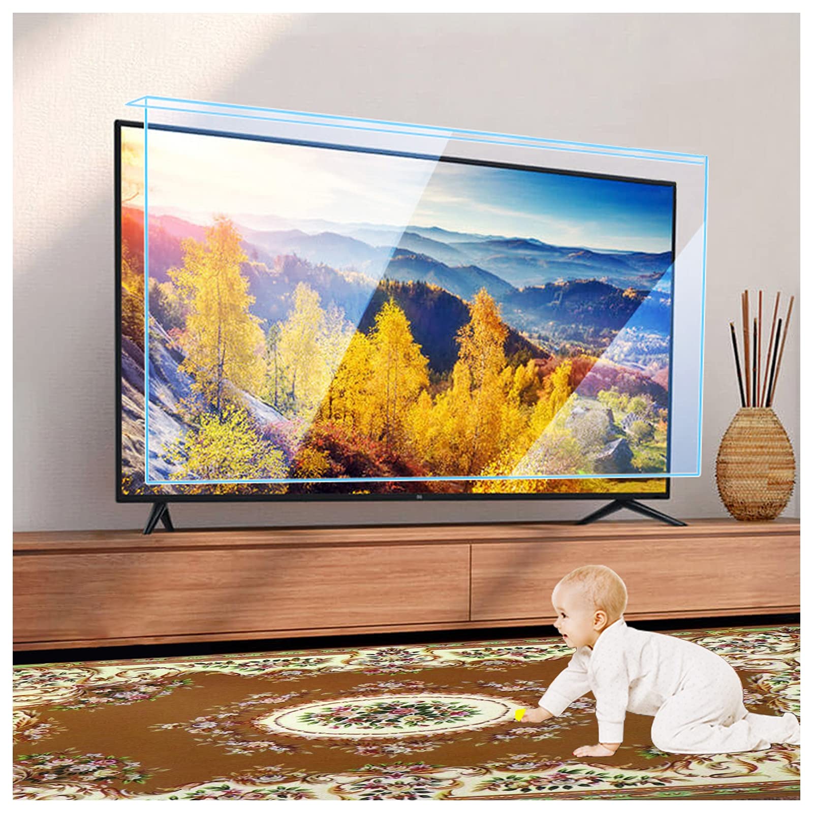 AIZYR Panel Protector De TV Colgante Anti-Aplastamiento - Filtro De TV Acrílico A Prueba De Explosiones Película Protectora De Pantalla De TV De 32-55 Pulgadas para Proteger La Vista,40in 920×530mm