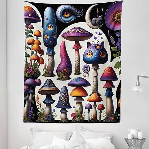 Miniatura 150 de Ambesonne Tapiz gótico, patio con hiedra encantada en la puerta antigua al bosque, colgante de pared ancho para dormitorio, sala de estar, 2-Verde