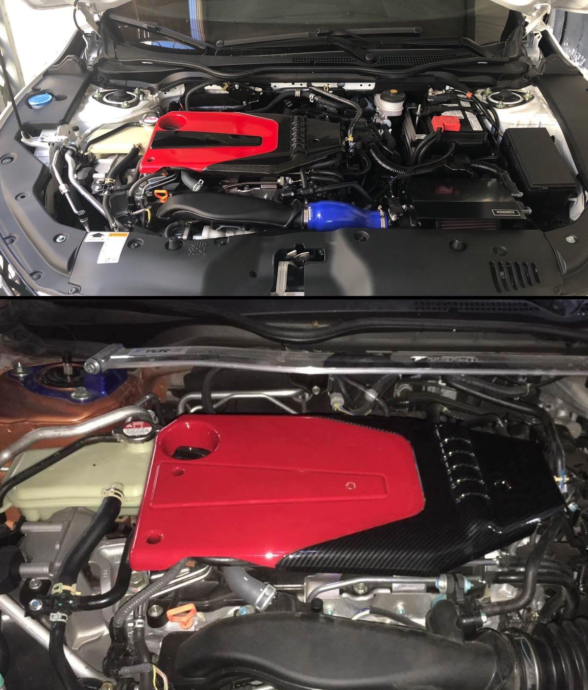 JDM Red Black Type-R Style Engine Valve Cover Compatible With 2016-2020 10th Gen Honda Civic