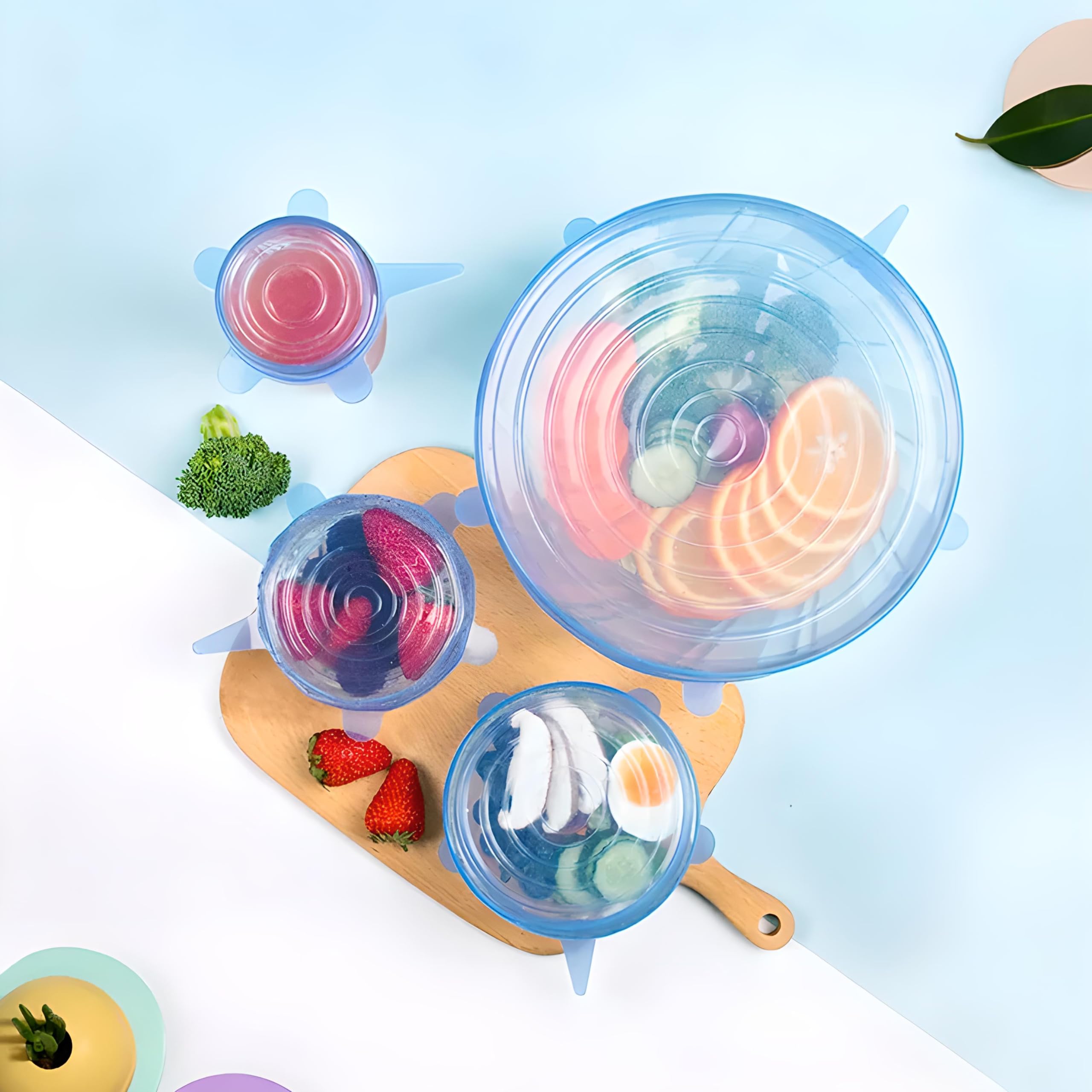 6 Couvercles Élastiques En Silicone Réutilisables