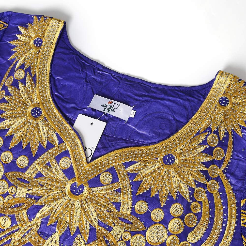 HD African Bazin Riche Woman Rhinestone Long Dress Lace Patchwork Maxi Dresses with Headwrap - Image 3