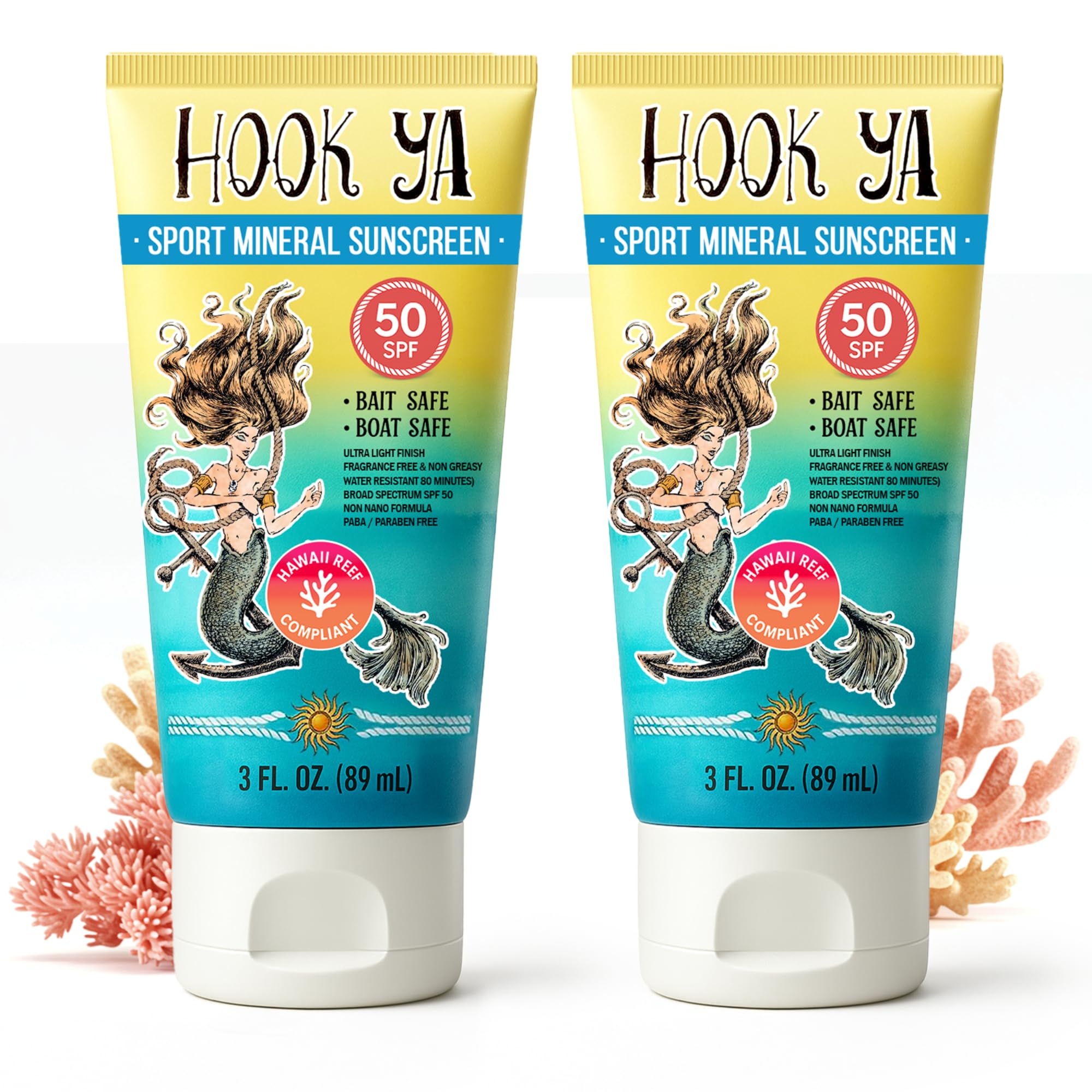 Sponsored Ad - Hawaii Reef Compliant, Non-Nano Mineral Sunscreen 3oz Travel Size, (2) Pack 6oz Total, UVA/UVB Protection, Octinoxate-Oxybenzone Free, No Fragrance, PABA-Paraben free, Made in USA