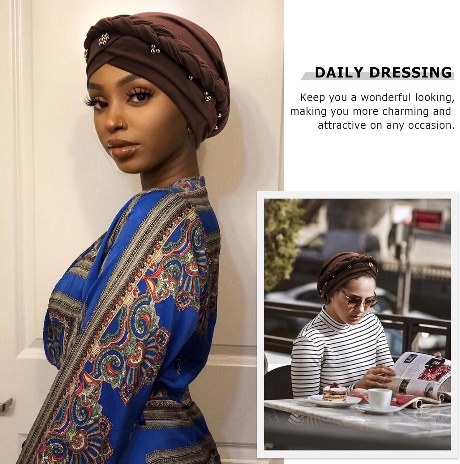 African Women Turban Caps Pre-Tied Twisted Turbans Head Scarf for Women Hair Wraps Cover Beanie Cancer Chemo Headwear - Image 2