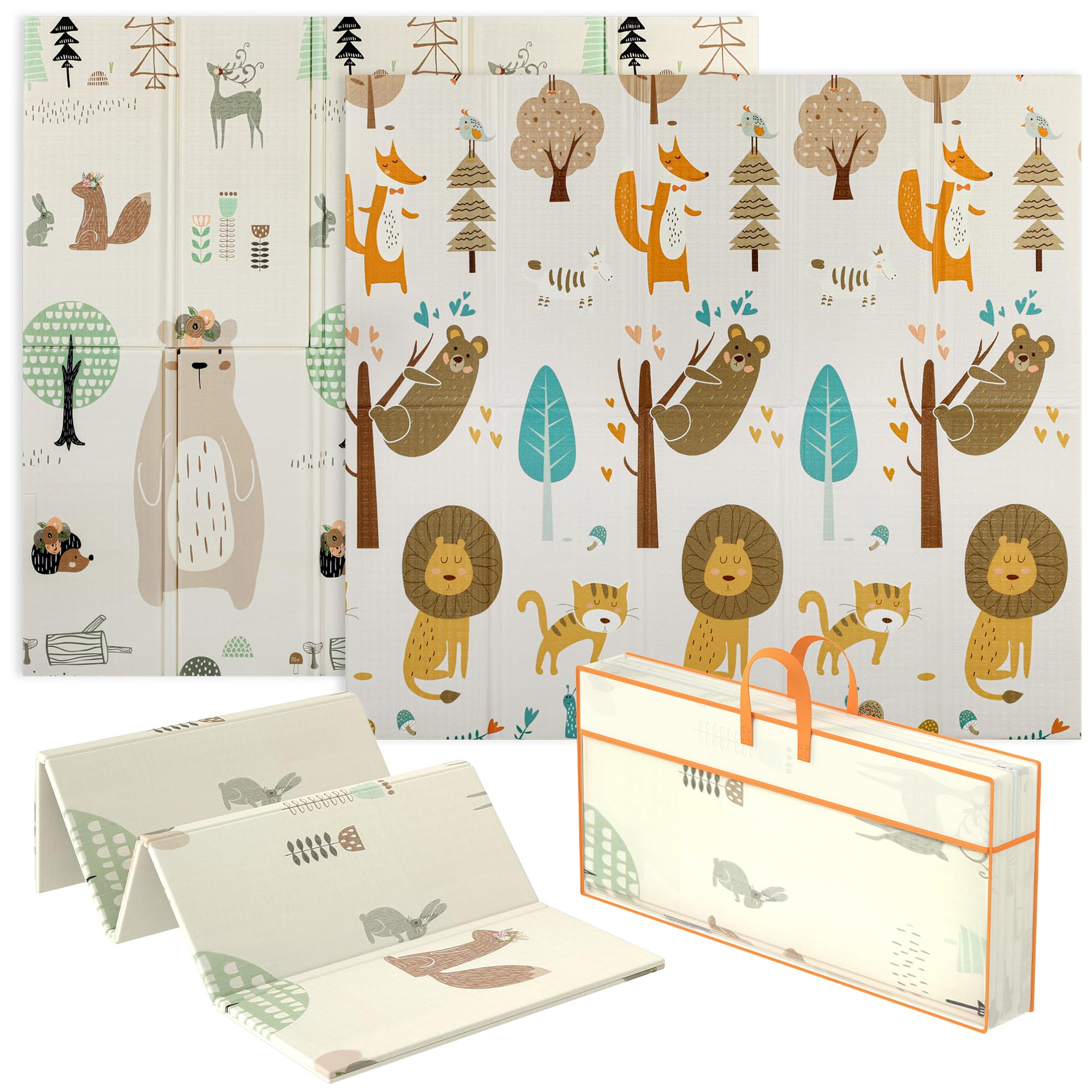 Aiyaplay Baby Play Mat Foldable Activity Playmat Animal Theme