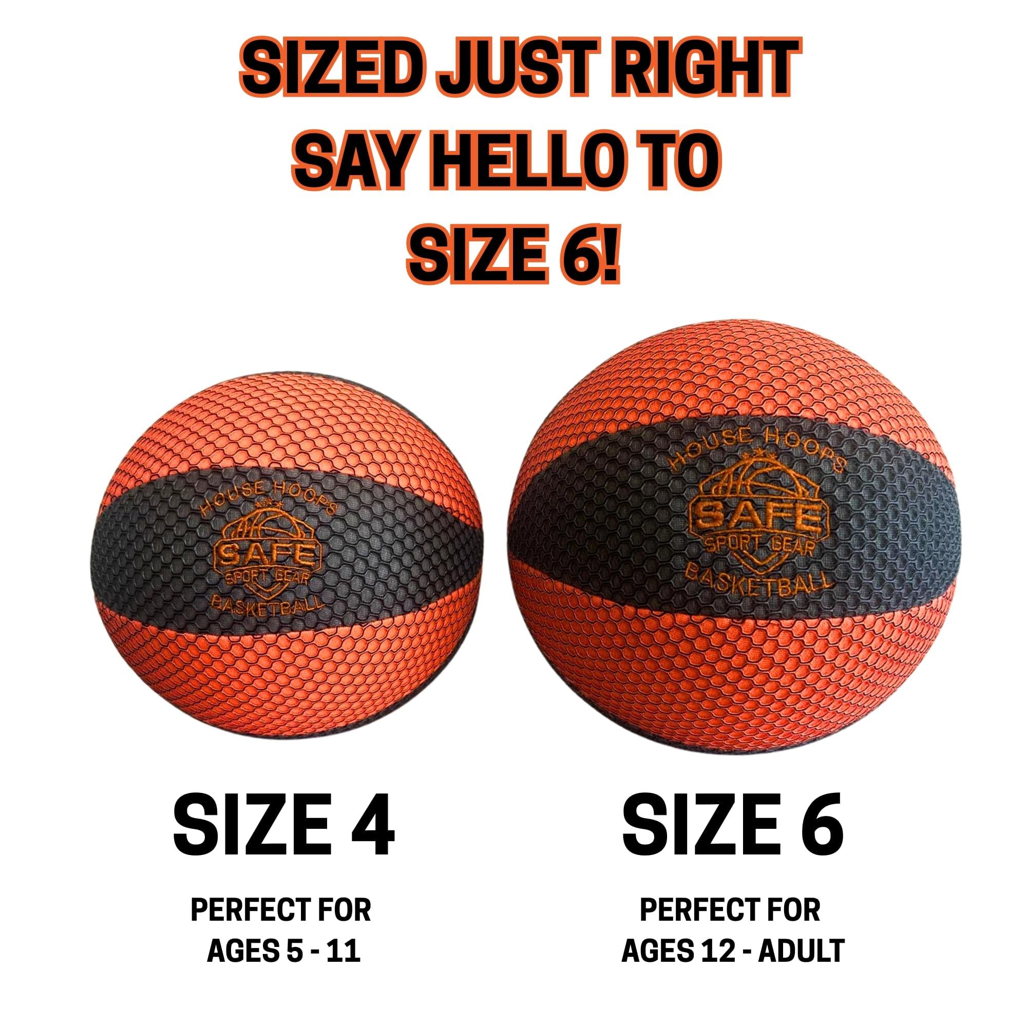 Safe Sport Gear HouseHoops Basketball Rozmiar 4 – Piłka do Koszykówki do Gry w Pomieszczeniach dla Dzieci – Realistyczne Odbicie i Czucie Piłki – Piłka Treningowa do Domu