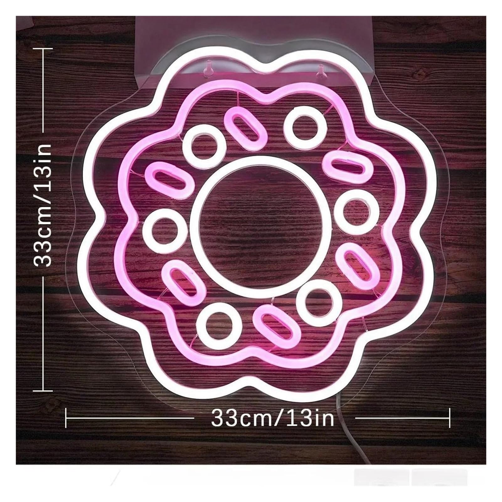 Luces de neón Letreros De Luz Neón Sweet Donuts Alimentados Por USB, Para Tienda, Decoración Colgante Fiesta Cumpleaños 33cm×33cm