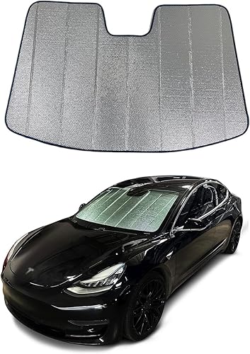 Hecho en Estados Unidos Parasol para parabrisas de ajuste personalizado Parasol reversible para Tesla Model 3 2018-2023