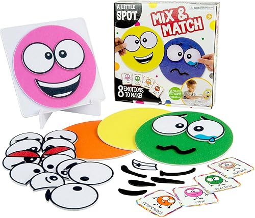TOMY A Little Spot Mix and Match - Kit de manualidades para niños, actividades de aprendizaje socioemocional, juego sensorial con puntos de emoción