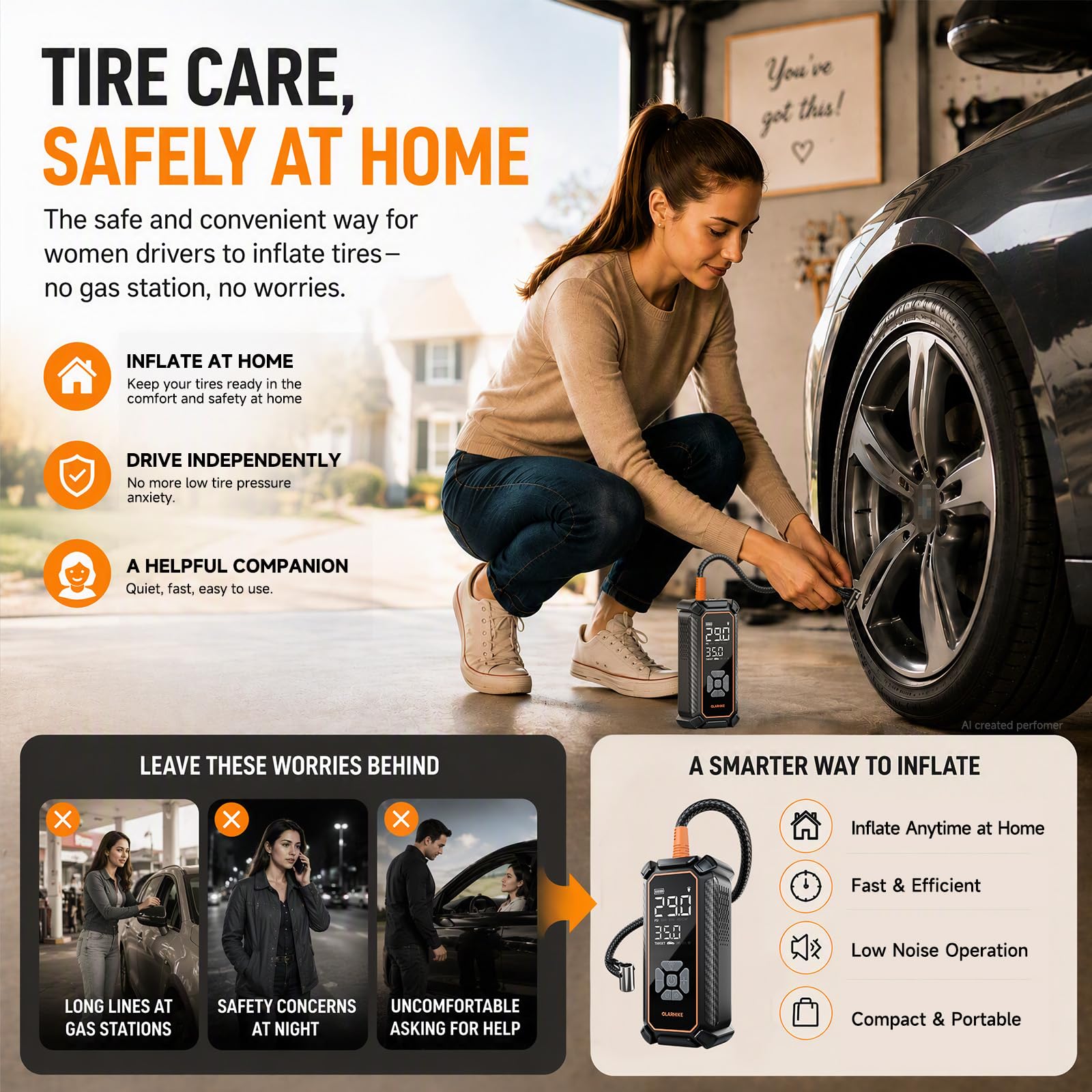 OlarHike Tire Inflator Portable Air Compressor,Dual Power-3*2500mAh &12V DC view 5