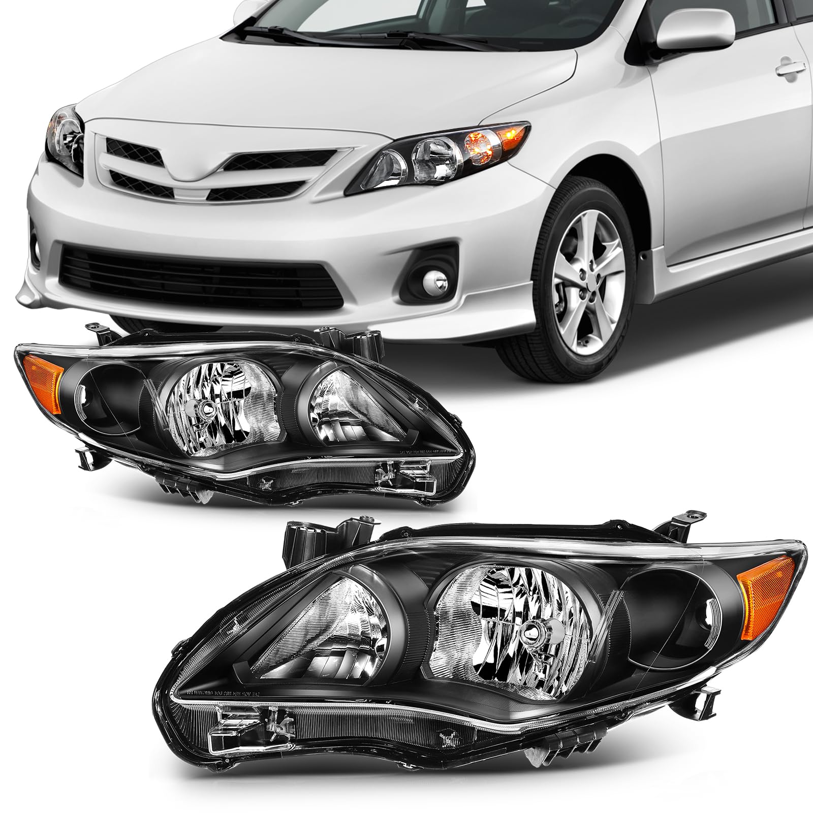 SCITOO Headlight Assembly Fit 2014-2021 For Toyota 4Runner Black Housing Amber Reflector Pair Headlights 81170-35571 — view 73