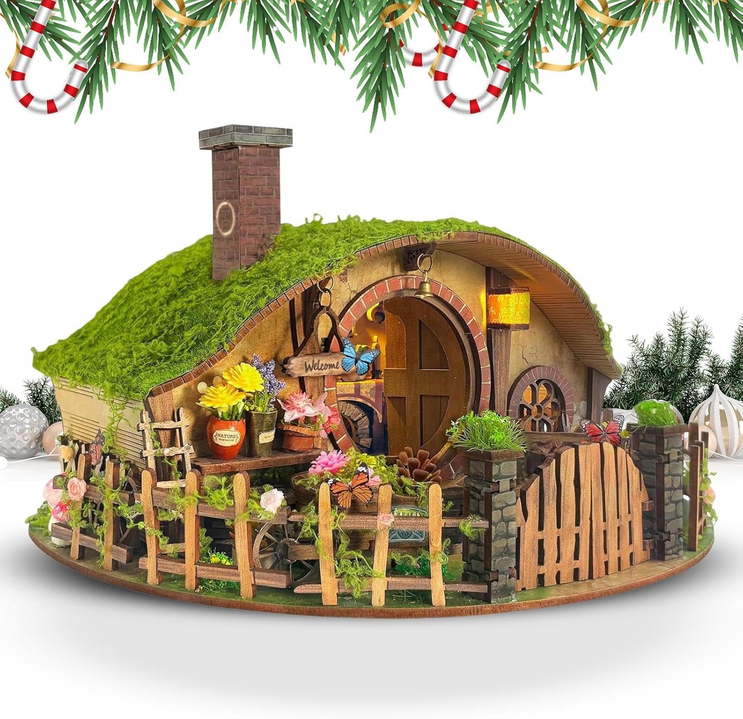 ミニチュアハウスキット, 木製 3D ホーム ビルディング キット LED 付き, キッチン 棚 オフィス 屋内 寝室 教室 クリス