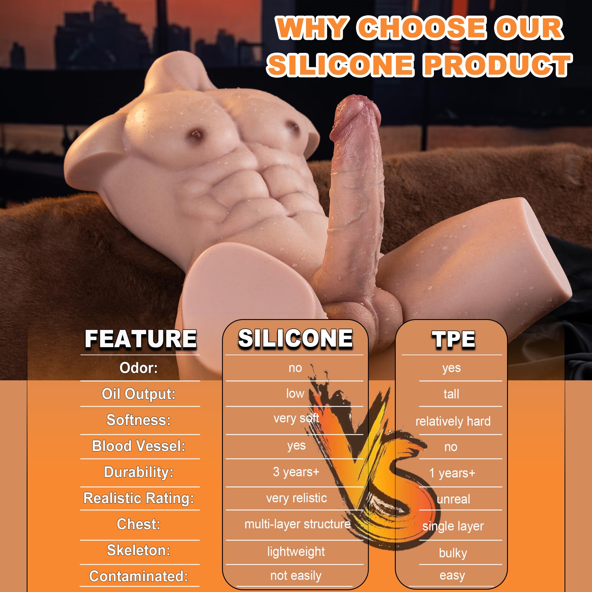 Amazon.com: 24.5LB Silicone Realistic Male Torso Sex Doll with Flexible  Huge Dildo, Unisex Masturbator with Tight Anal for Women & Gay Couples :  Health & Household