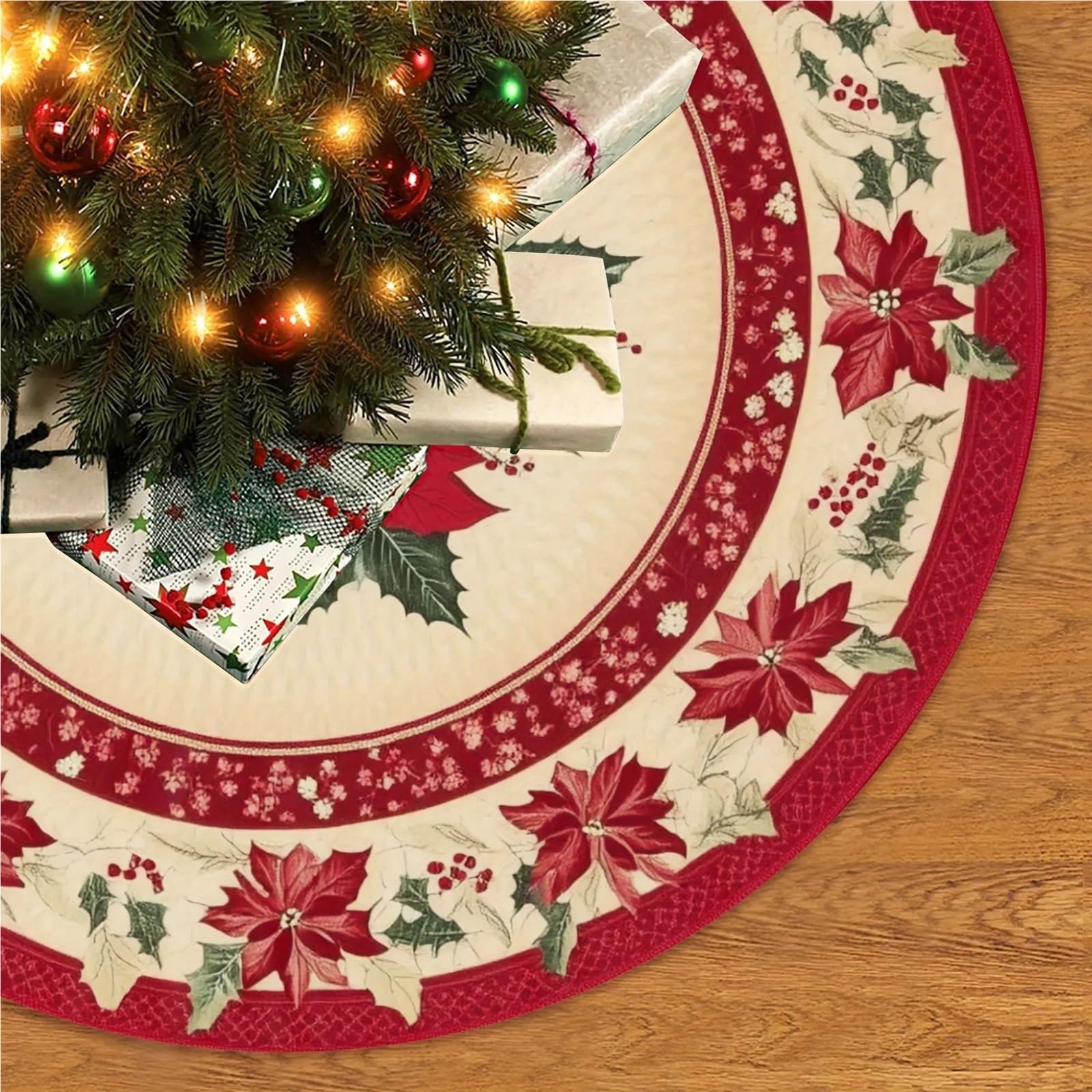 tappeto albero di natale Decorazioni for feste e festività con tappeti gonne stampate in rosso bianco for alberi di Natale(Diameter 120cm)