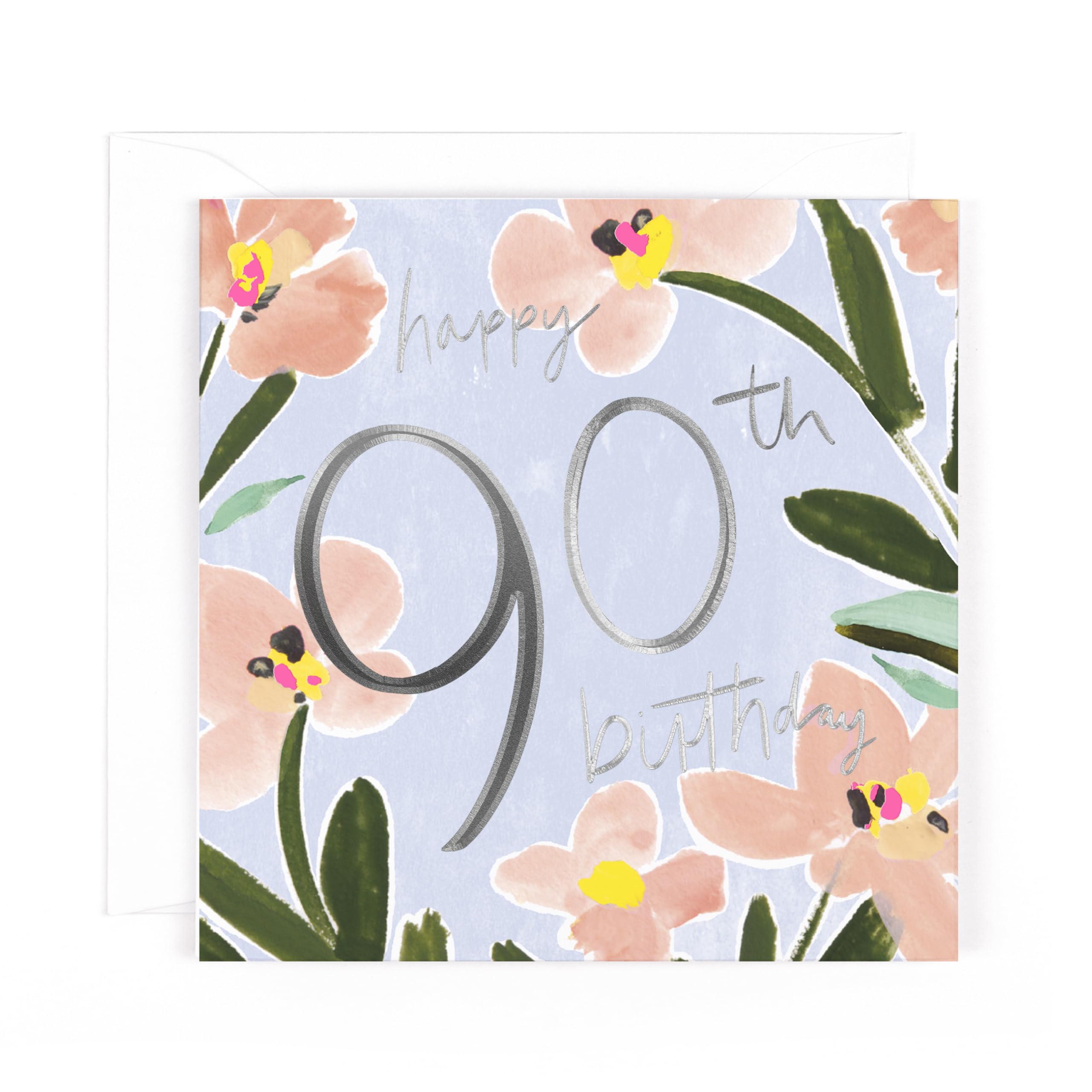Hotchpotch Luxury Foiled 90th Birthday Greetings Card - Contemporary Design, 6 X 6 Inches