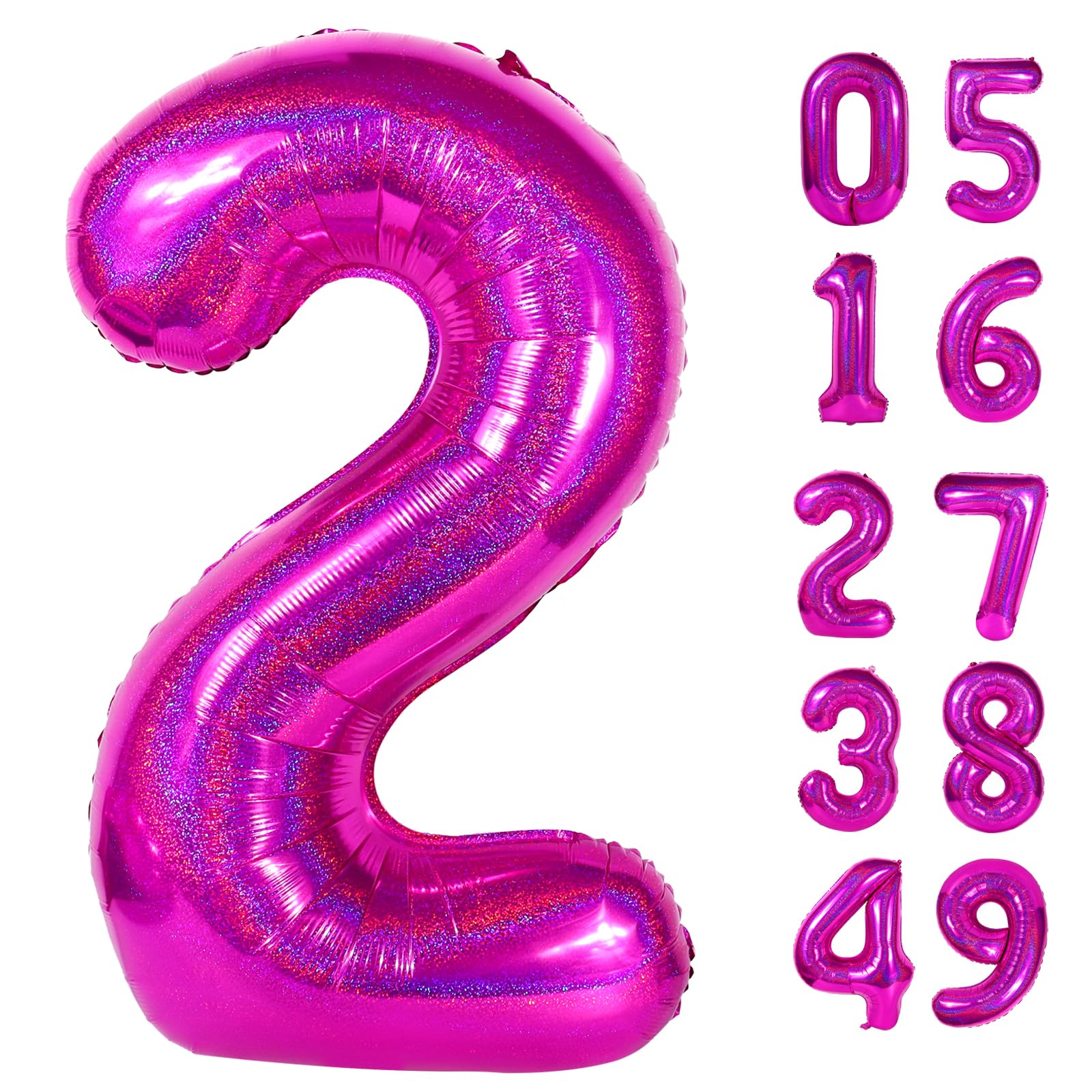 Laser Hot Pink 2 Balloon - Number Balloon 40 Inch, 2nd Hot Pink Decorations