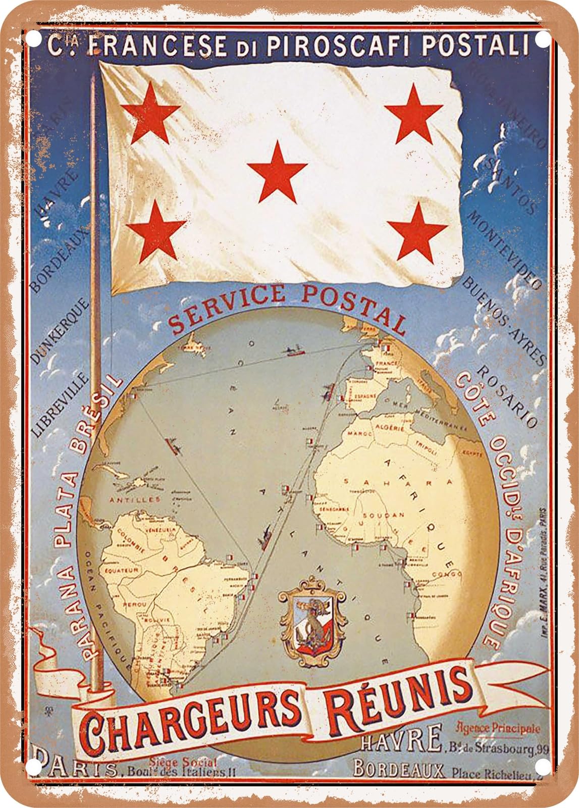 Miaomansenstore Metal Sign - 1920 Chargeurs Reunis Vintage Ad Home Decor