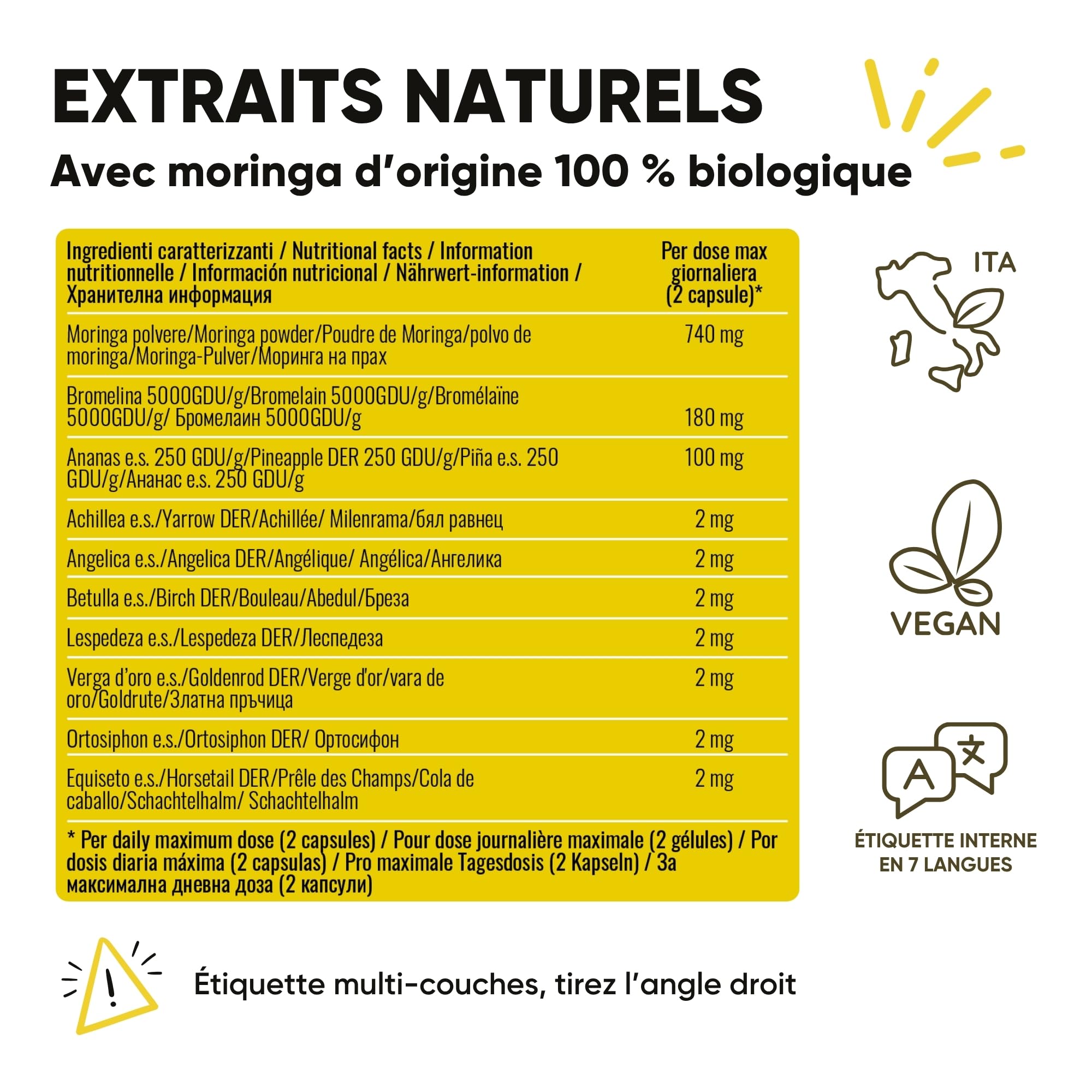Traitement Drainant Anti-Cellulite et Rétention d'Eau - Ensemble Complément Alimentaire Ananas Moringa, Bromélaïne, Myrtille Noire et Moringa - Produit en Italie (Traitement Jambes Parfaites)