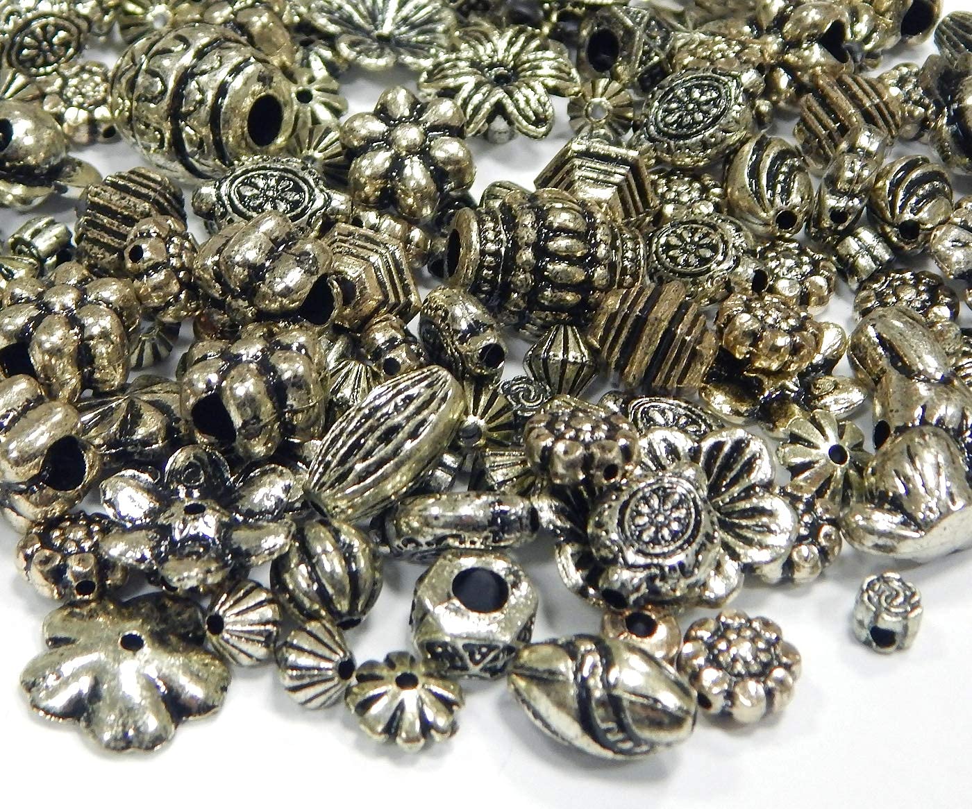 Perlin 200 Stück Kunststoffperlen-Mix – 8–20 Mm, Bunte Motive, Antik-Optik, 100g Zum Basteln & Auffädeln