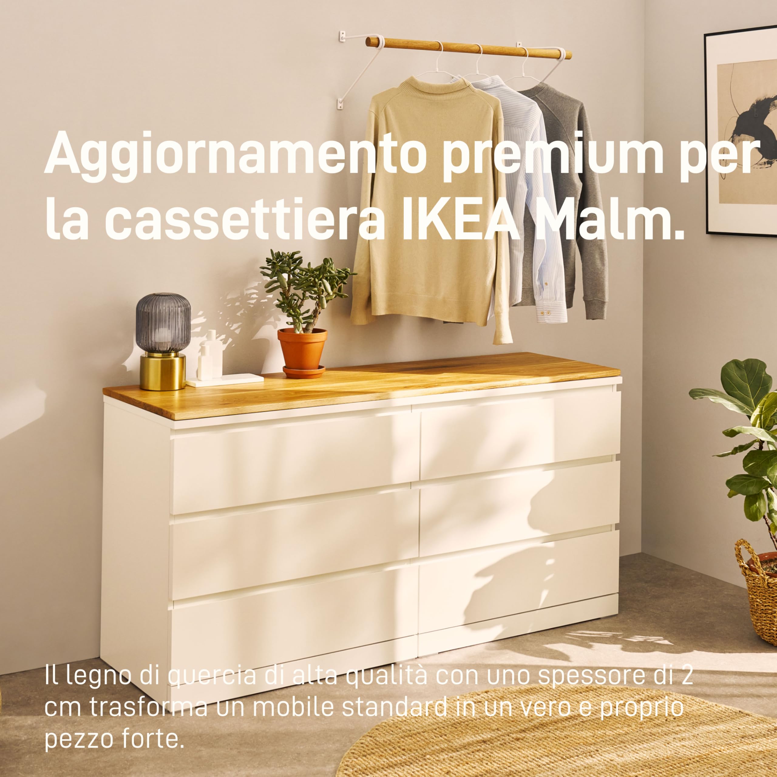 Natural Goods Berlin 1 pannello in legno di rovere Malm – I K E A Upcycling DIY – Cuscino Malm spessore 2 cm su misura con funzione antiscivolo – Pannello in legno di rovere massiccio – Piastra 160 x