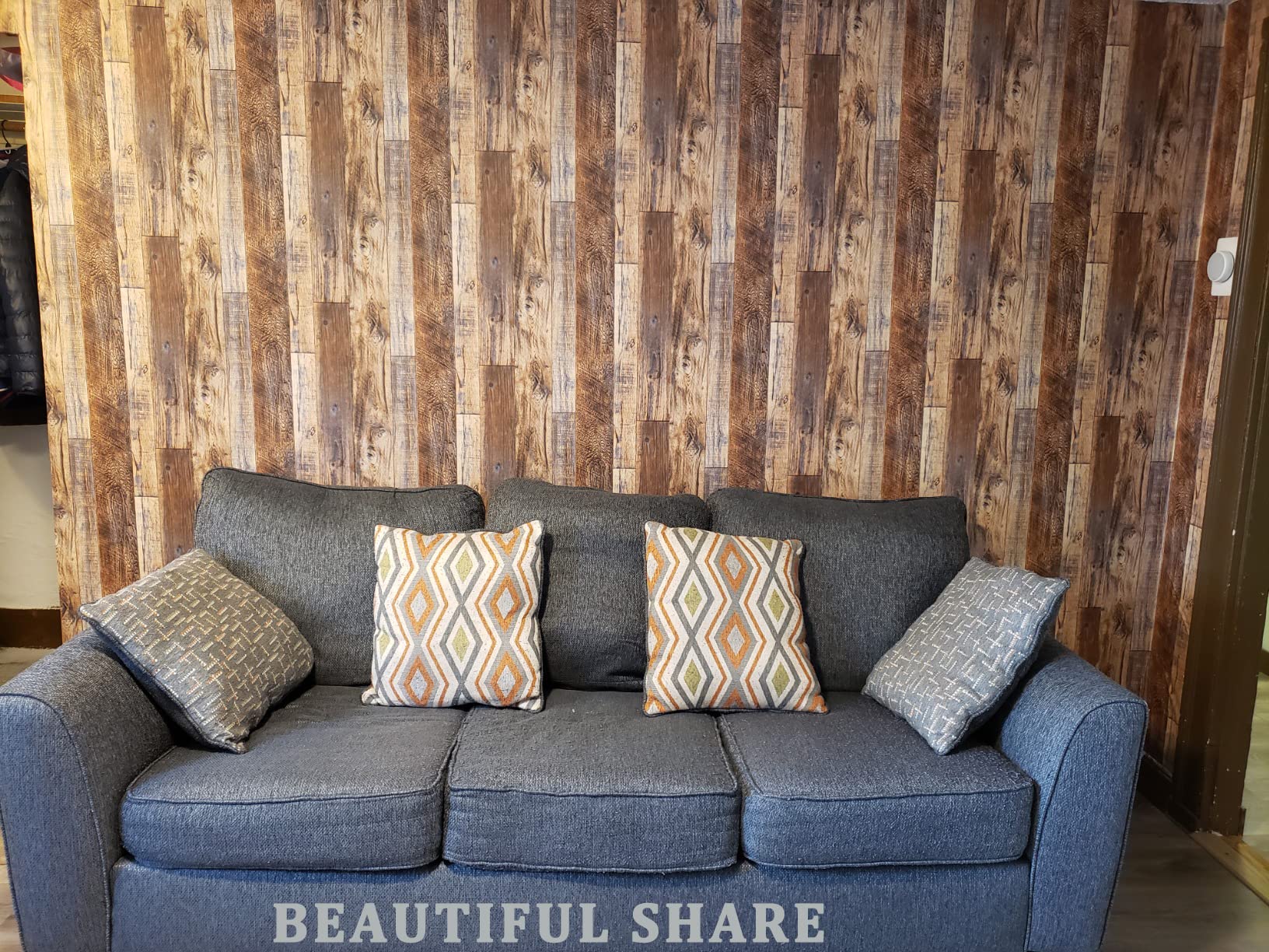 920482-6M Brown Vintage Peel And Stick Wood Wallpaper – 17.5" X 236.2" Self-Adhesive Vinyl, Removable For Furniture & Walls